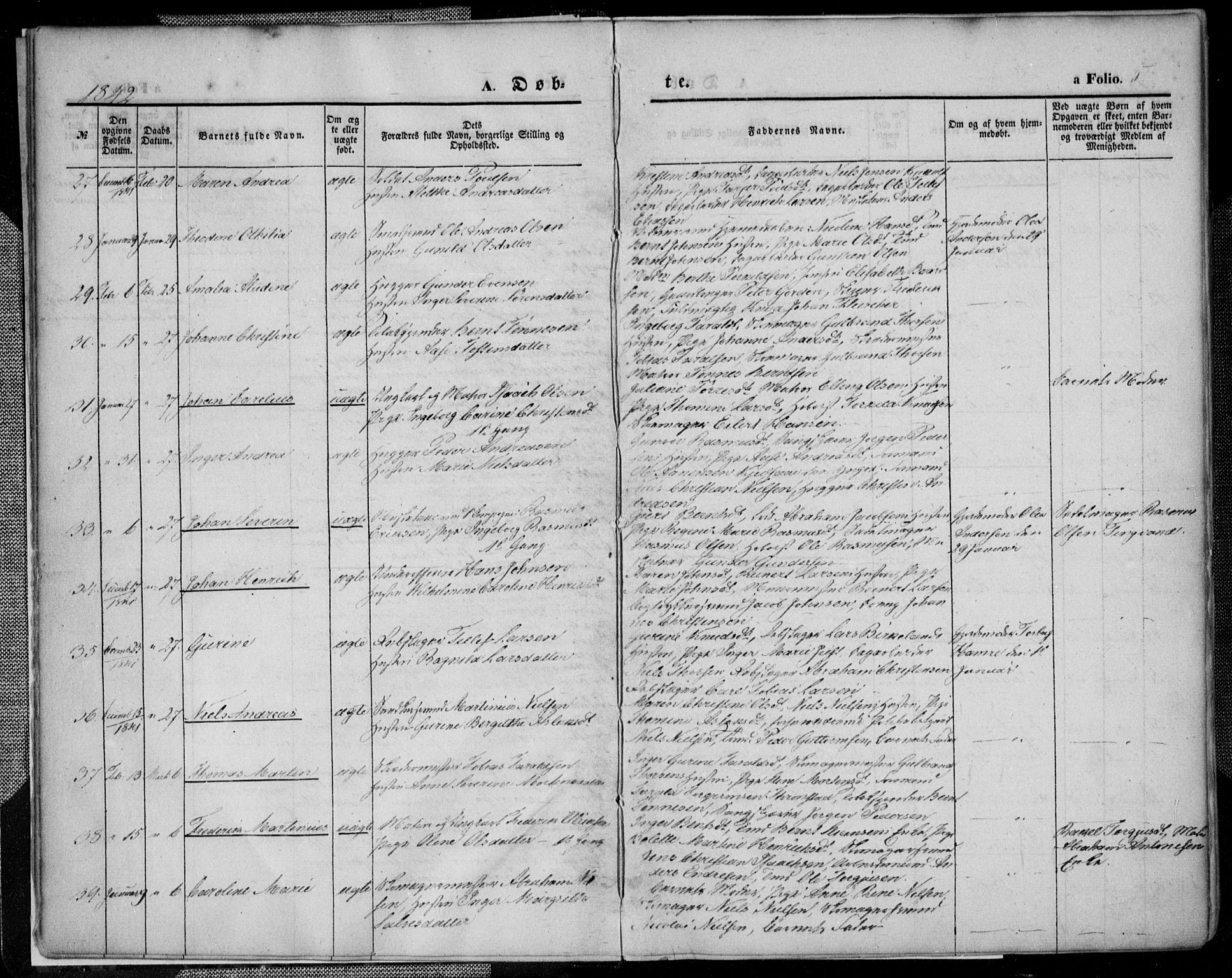 Kristiansand domprosti, SAK/1112-0006/F/Fa/L0013: Parish register (official) no. A 13, 1842-1851, p. 5