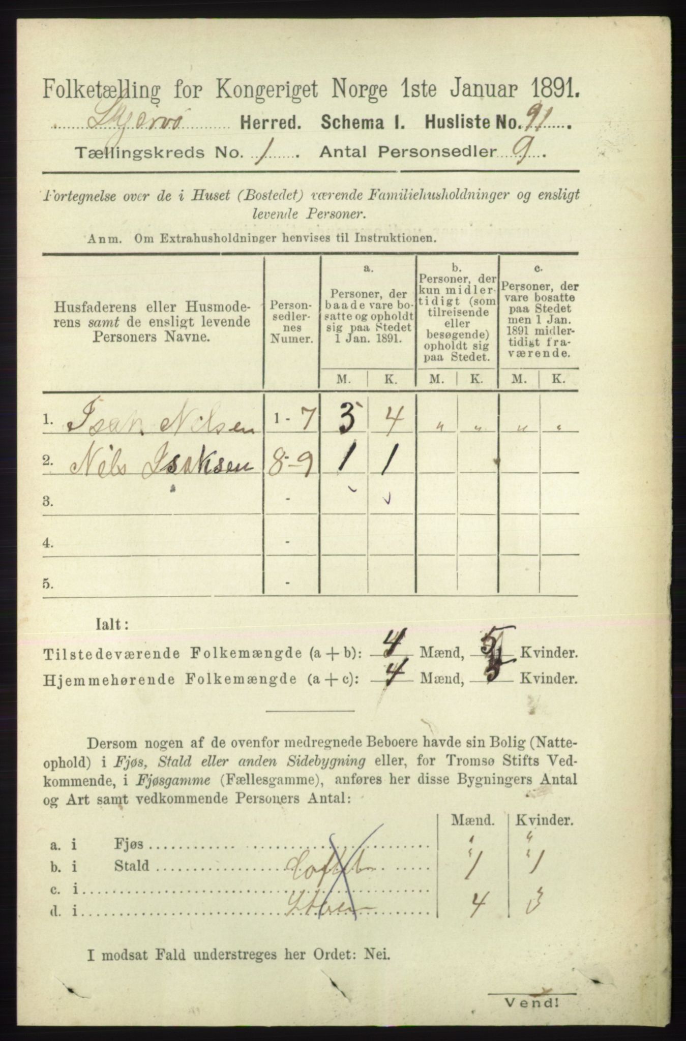 RA, 1891 census for 1941 Skjervøy, 1891, p. 109