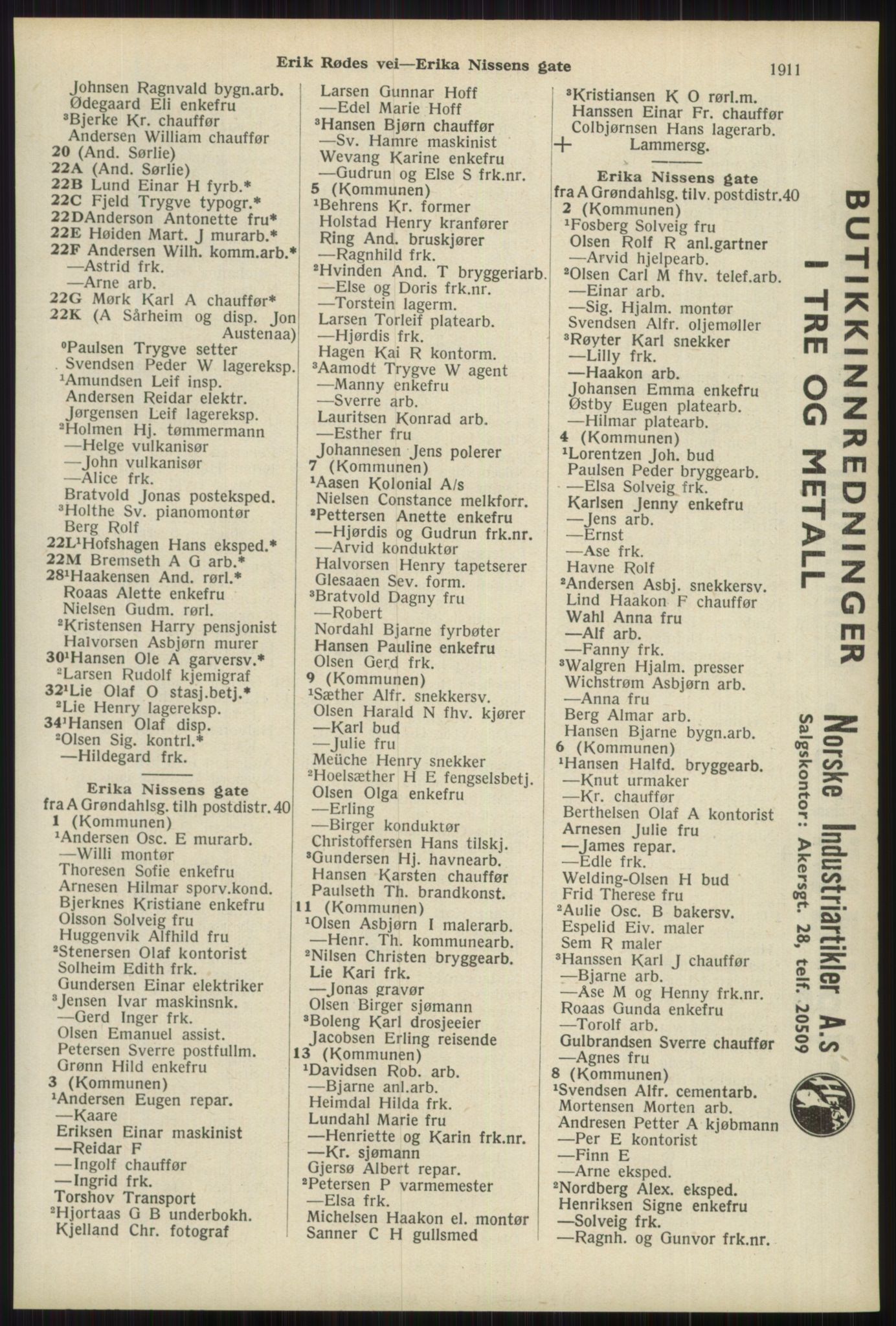 Kristiania/Oslo adressebok, PUBL/-, 1939, p. 1911