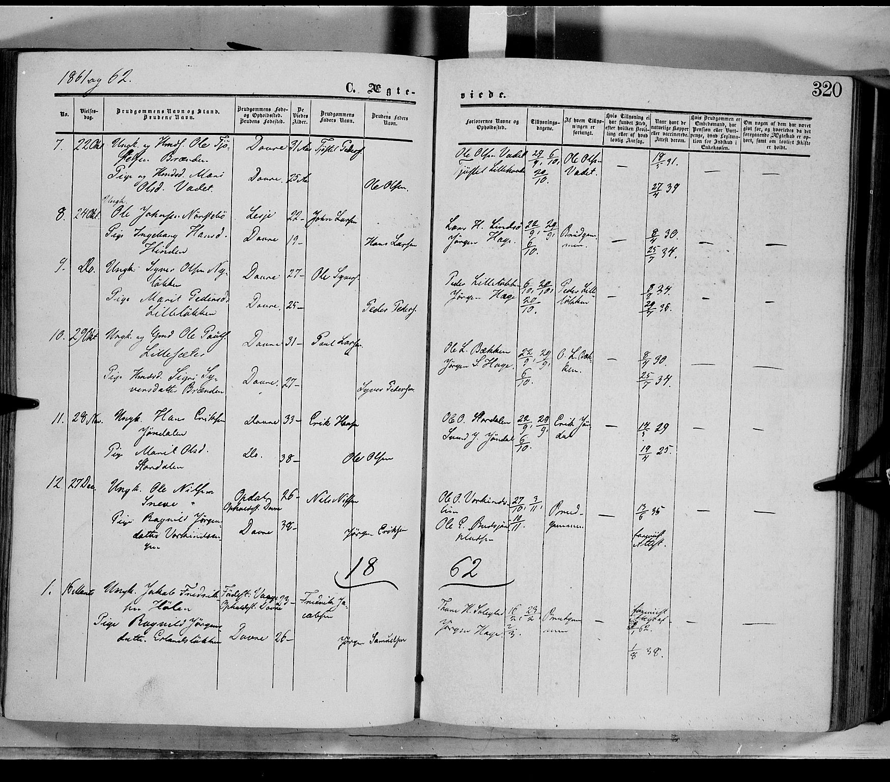 Dovre prestekontor, AV/SAH-PREST-066/H/Ha/Haa/L0001: Parish register (official) no. 1, 1854-1878, p. 320