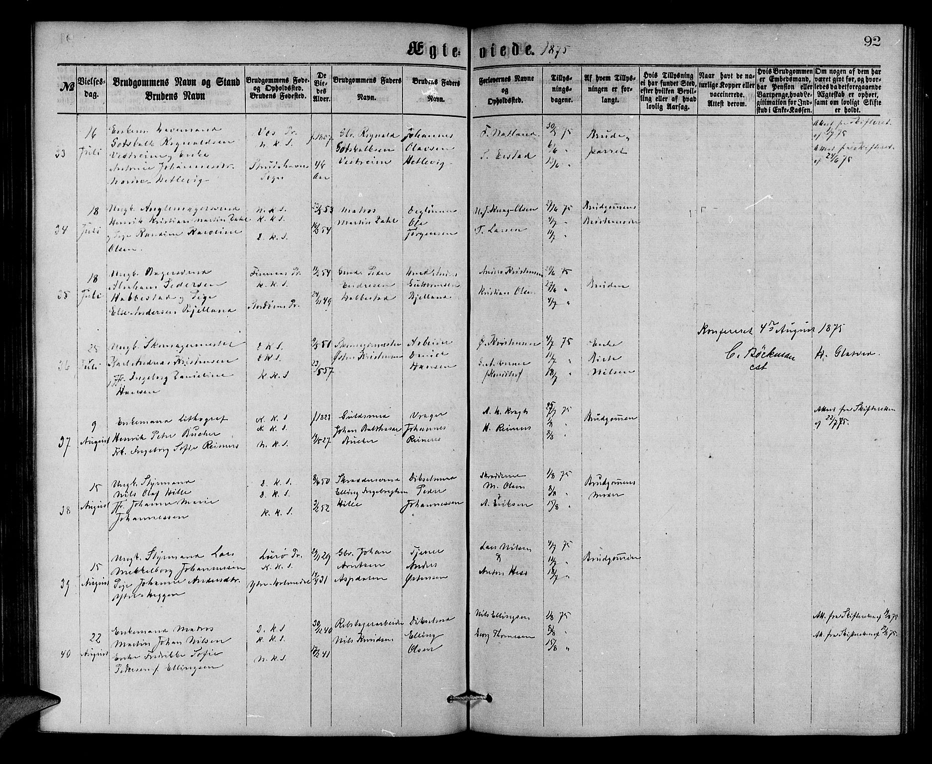 Korskirken sokneprestembete, AV/SAB-A-76101/H/Hab: Parish register (copy) no. D 2, 1867-1886, p. 92