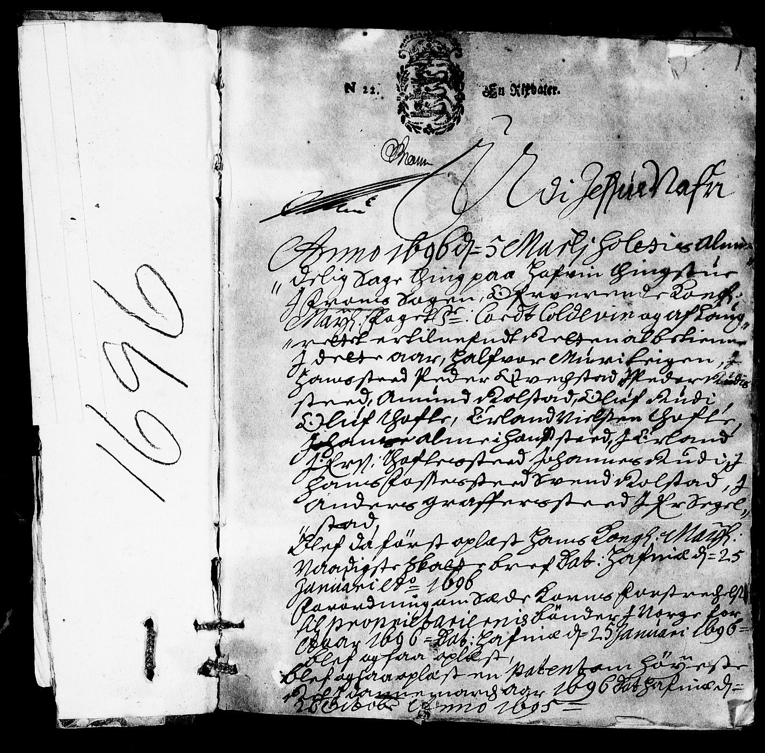 Sorenskriverier i Gudbrandsdalen, SAH/TING-036/G/Gb/Gba/L0025: Tingbok - Nord-Gudbrandsdal, 1696, p. 0b-1a