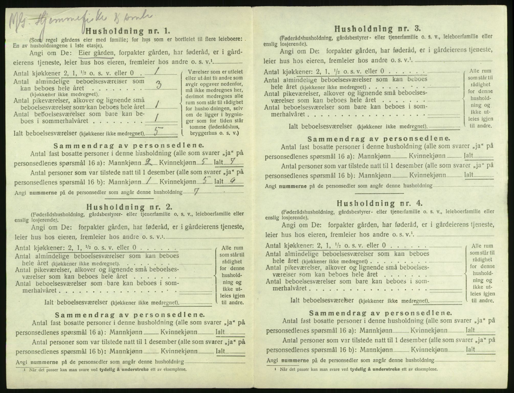 SAK, 1920 census for Oddernes, 1920, p. 76