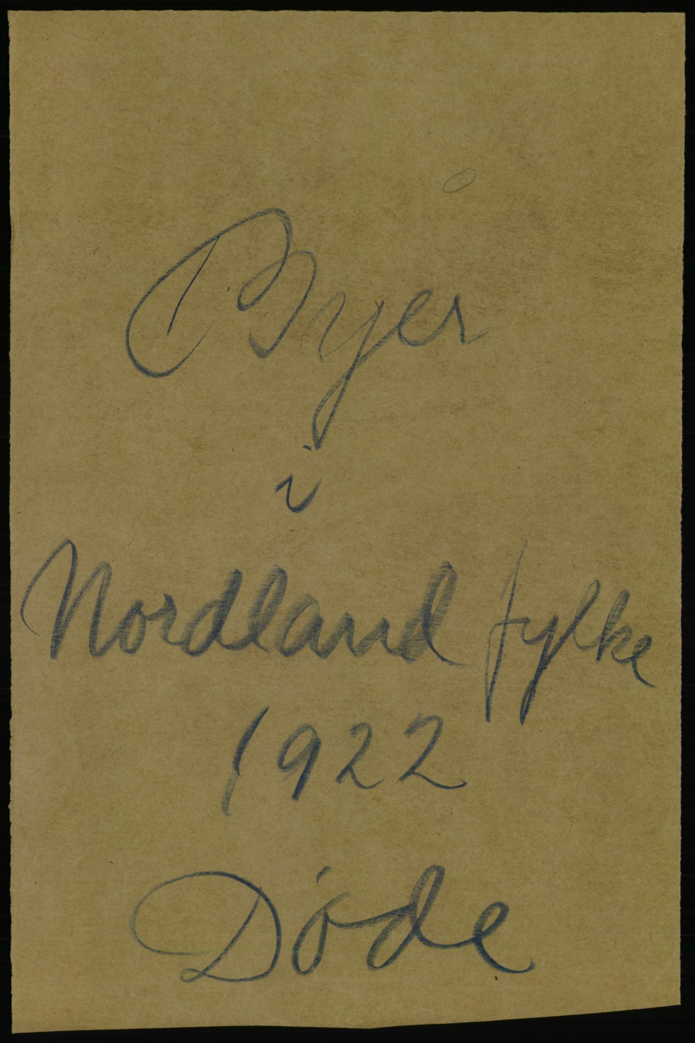 Statistisk sentralbyrå, Sosiodemografiske emner, Befolkning, AV/RA-S-2228/D/Df/Dfc/Dfcb/L0046: Nordland fylke: Døde. Bygder og byer., 1922, p. 1