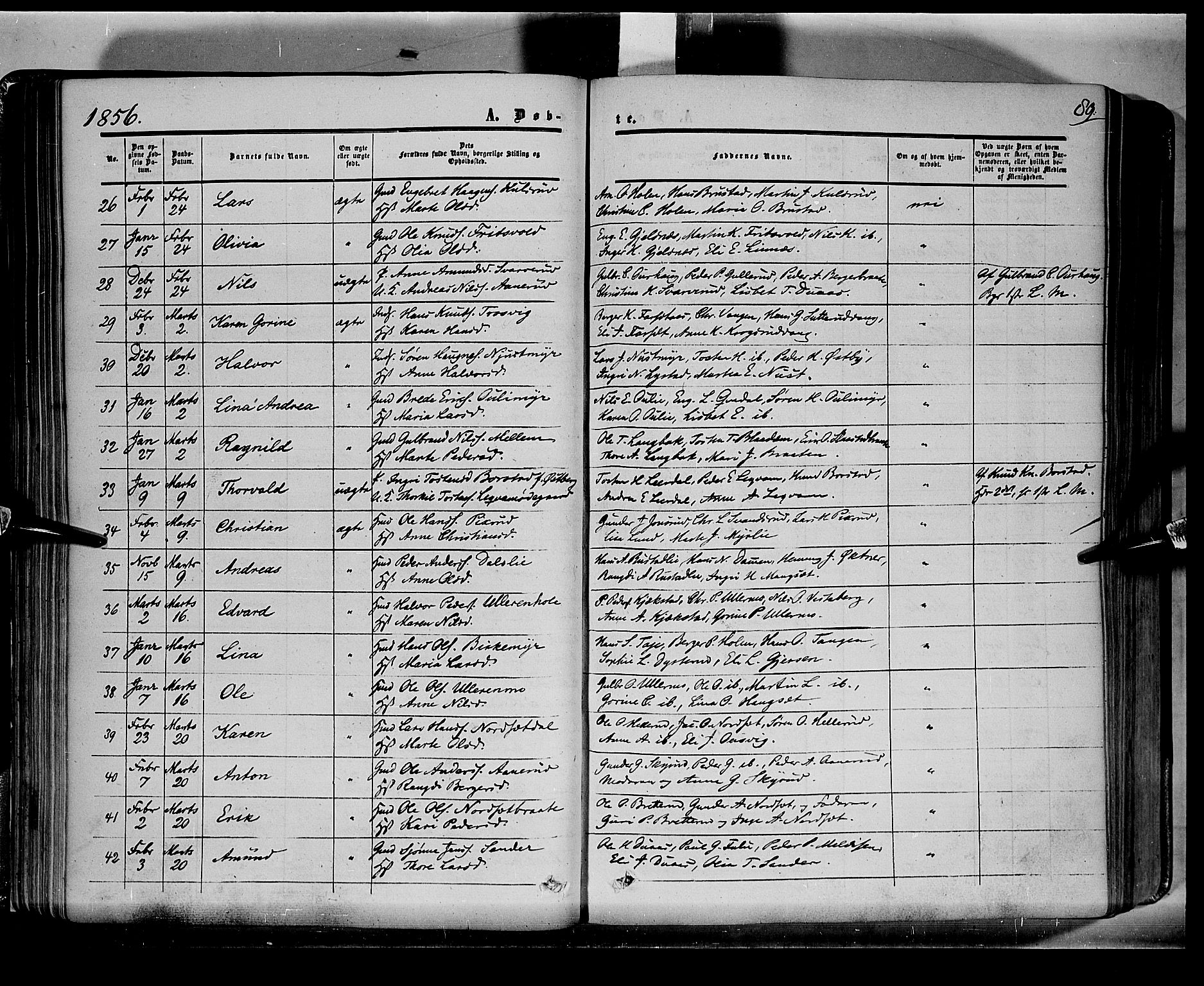 Sør-Odal prestekontor, AV/SAH-PREST-030/H/Ha/Haa/L0001: Parish register (official) no. 1, 1849-1859, p. 89