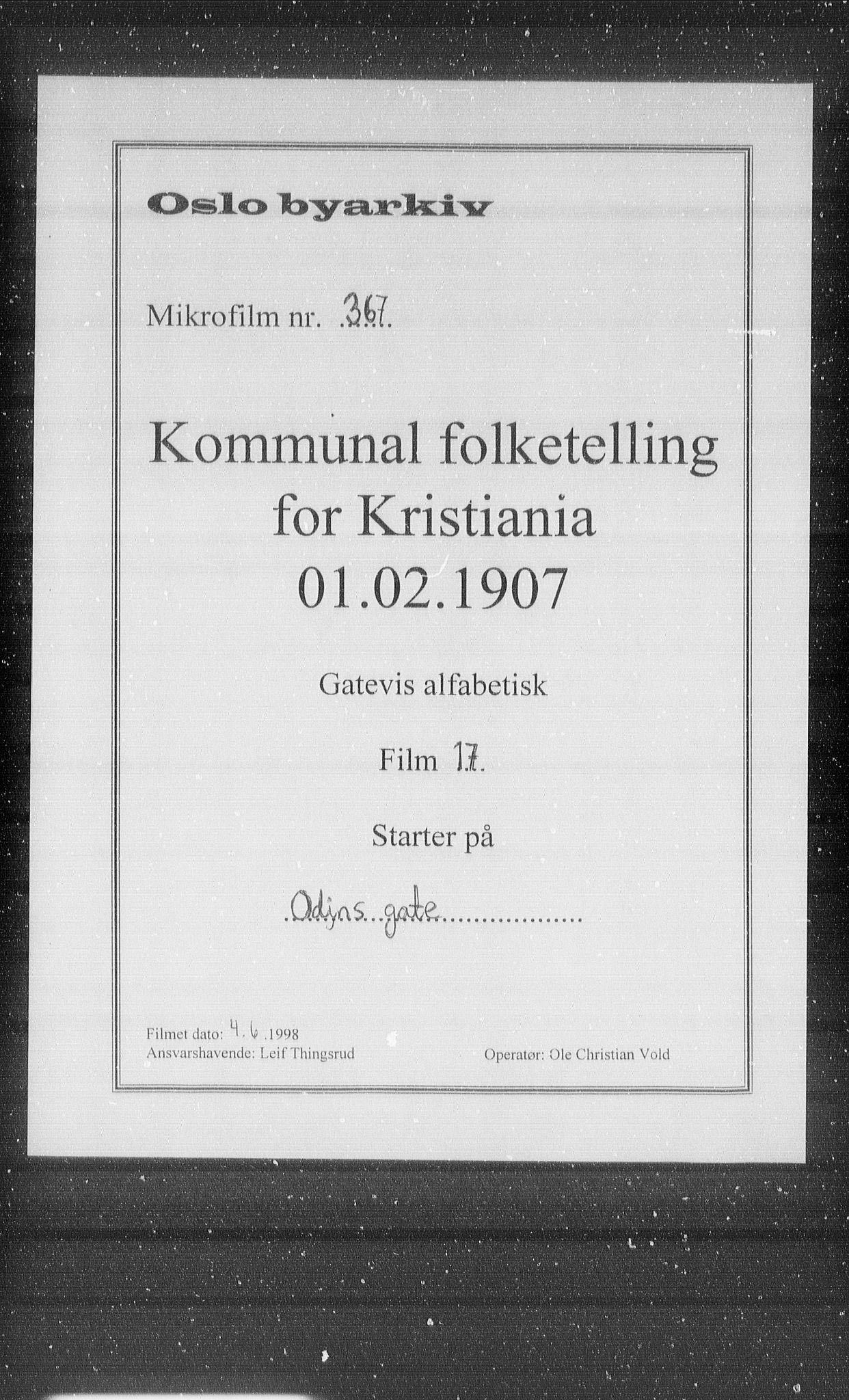 OBA, Municipal Census 1907 for Kristiania, 1907, p. 38203