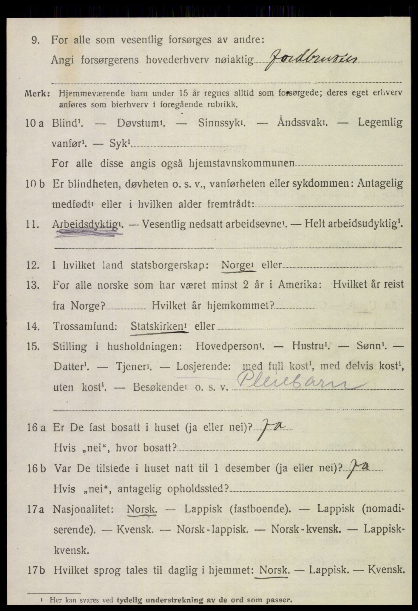 SAT, 1920 census for Snåsa, 1920, p. 2303