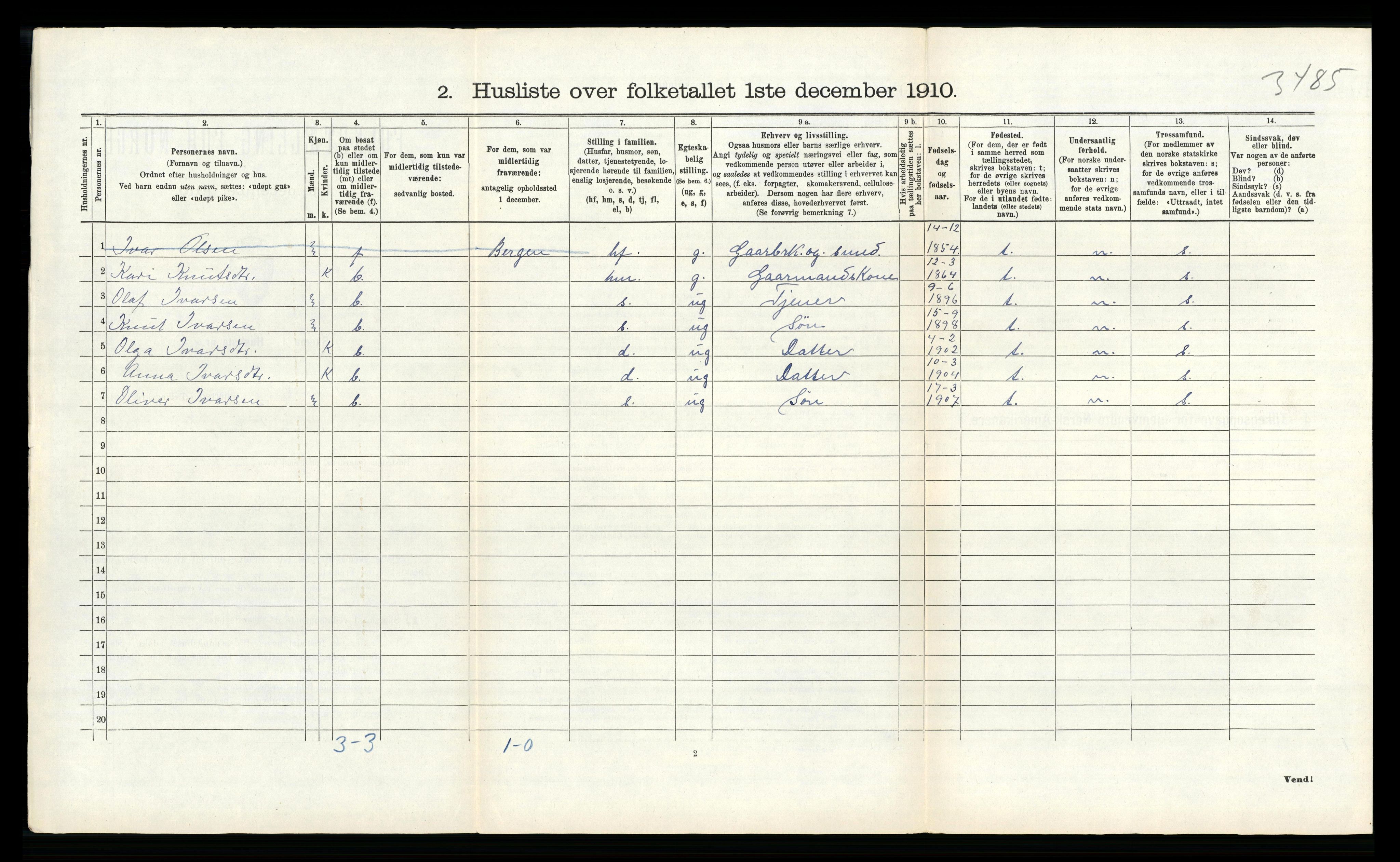 RA, 1910 census for Alversund, 1910, p. 89