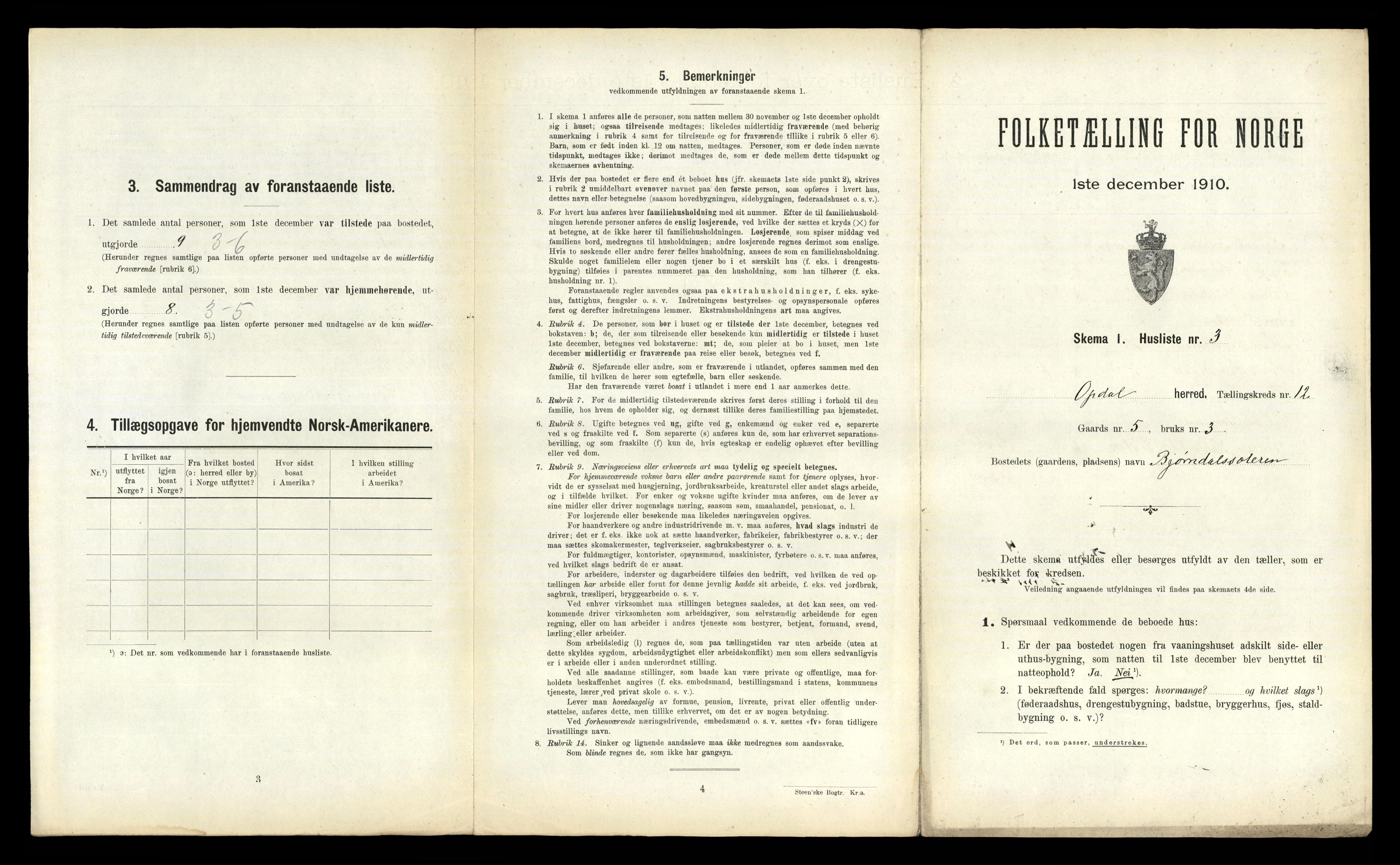 RA, 1910 census for Oppdal, 1910, p. 1373