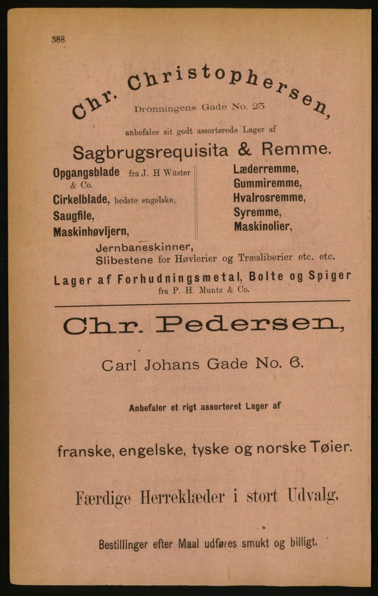 Kristiania/Oslo adressebok, PUBL/-, 1888, p. 388