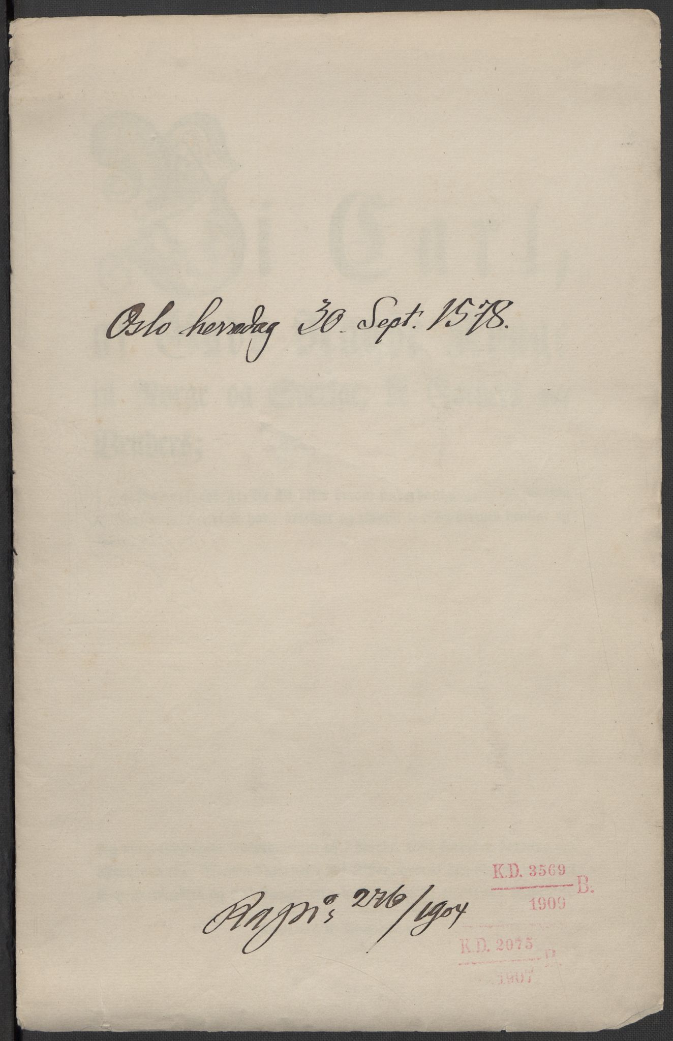 Riksarkivets diplomsamling, RA/EA-5965/F15/L0035: Prestearkiv - Vest-Agder, Sogn og Fjordane og Sør-Trøndelag, 1578-1787, p. 5