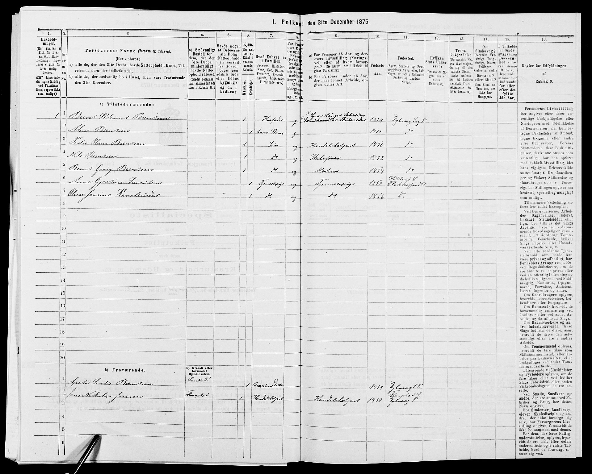 SAK, 1875 census for 0915P Dypvåg, 1875, p. 329