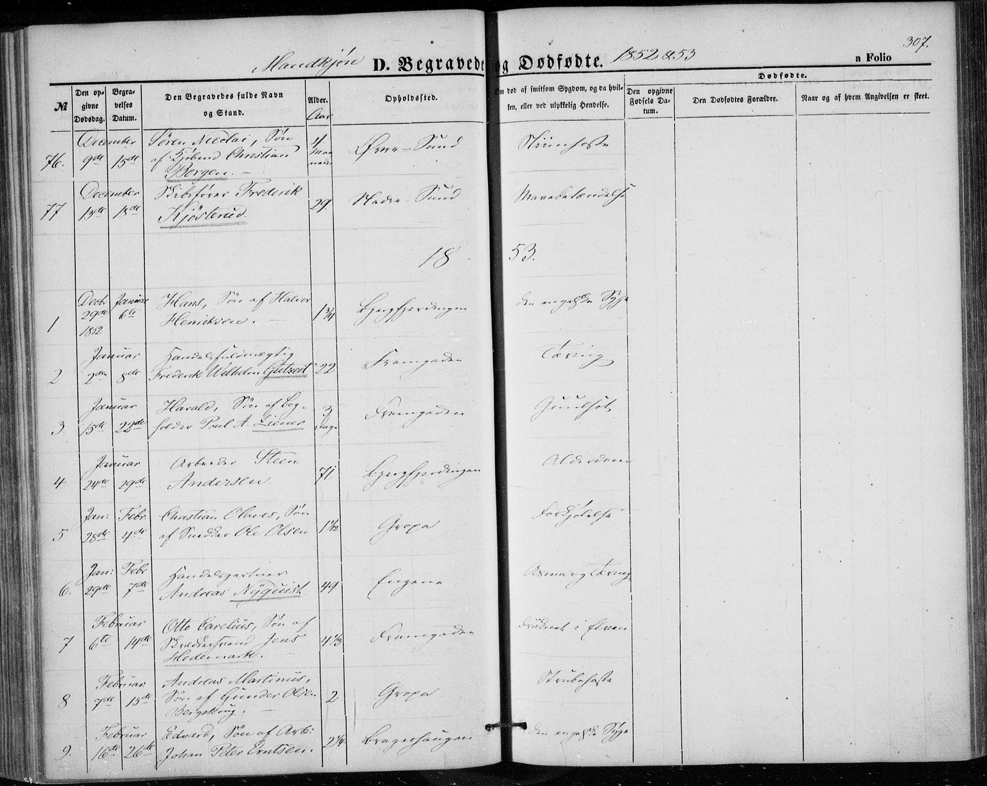 Bragernes kirkebøker, AV/SAKO-A-6/F/Fb/L0002: Parish register (official) no. II 2, 1848-1859, p. 307