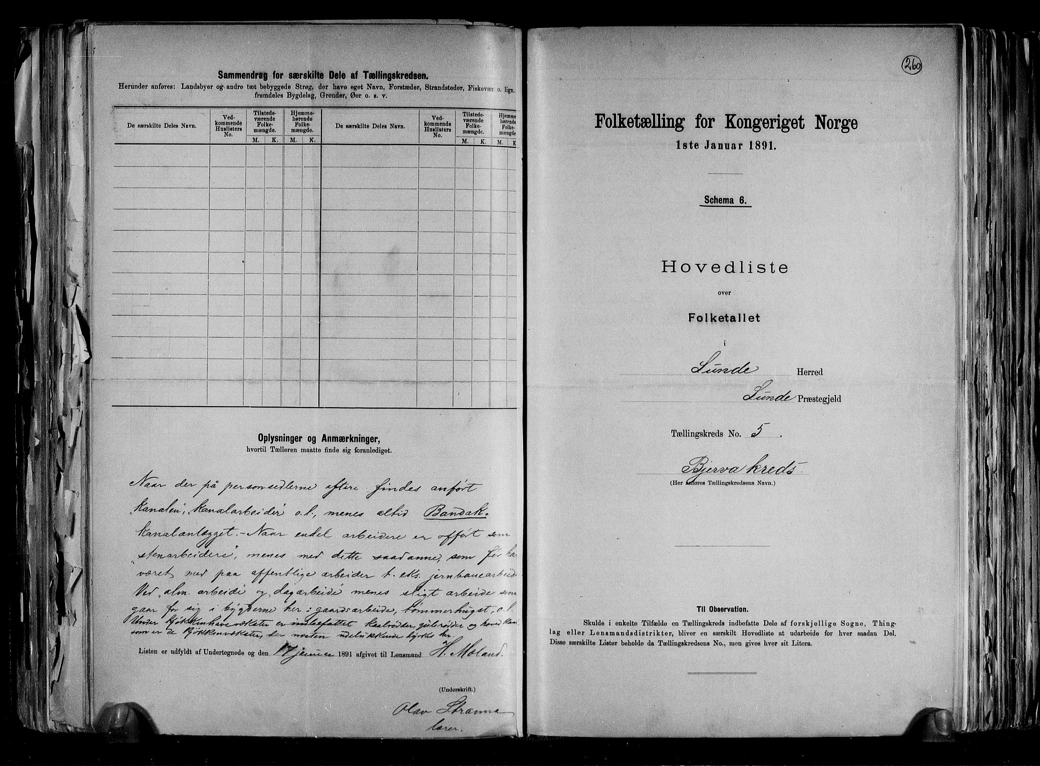 RA, 1891 census for 0820 Lunde, 1891, p. 13