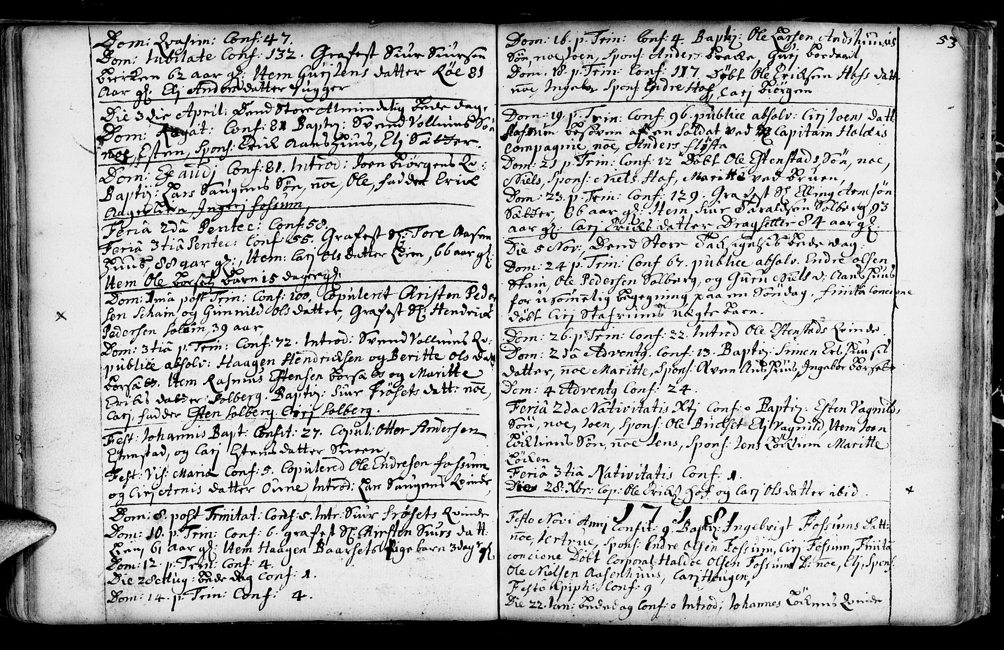 Ministerialprotokoller, klokkerbøker og fødselsregistre - Sør-Trøndelag, SAT/A-1456/689/L1036: Parish register (official) no. 689A01, 1696-1746, p. 53