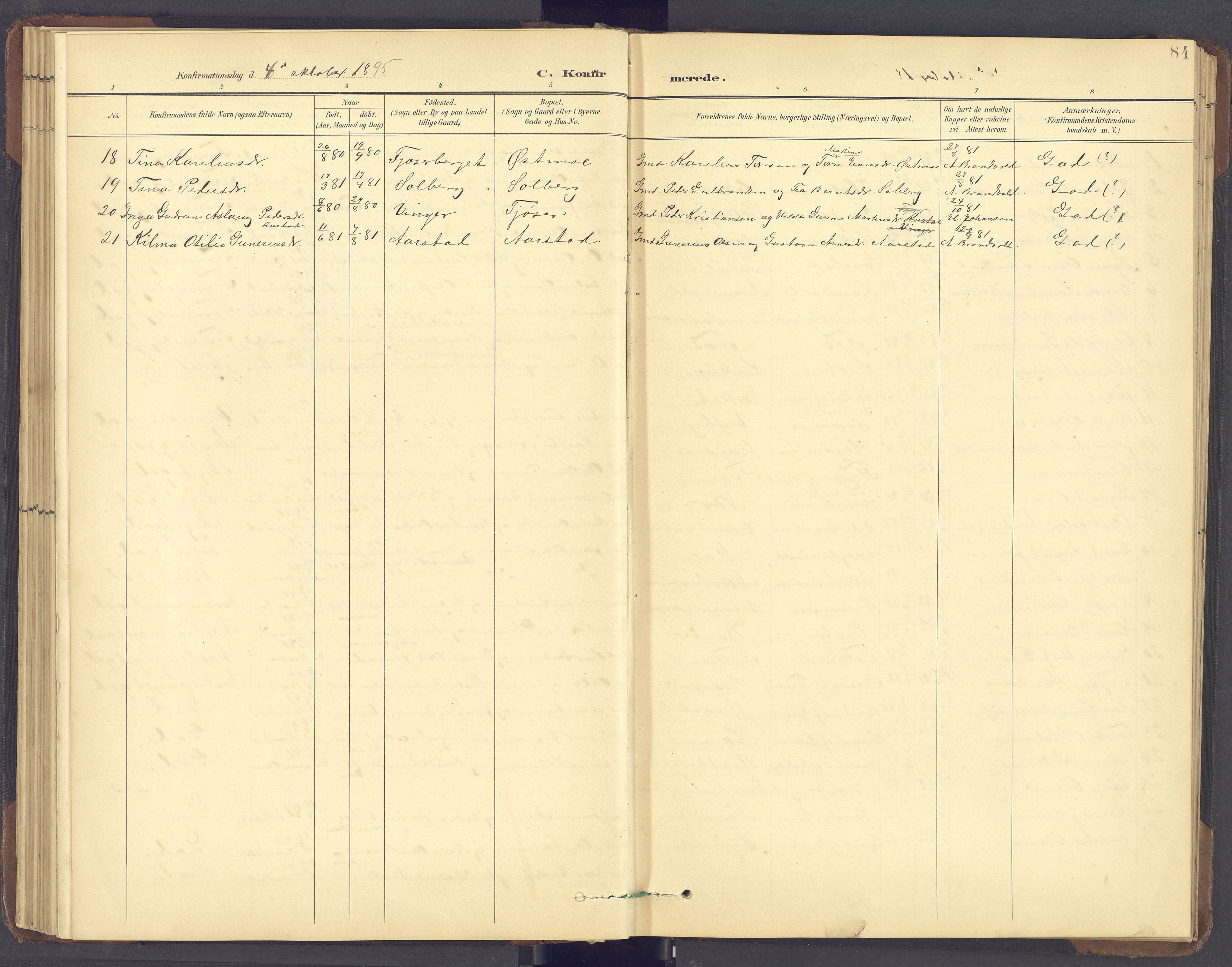 Brandval prestekontor, SAH/PREST-034/H/Ha/Hab/L0002: Parish register (copy) no. 2, 1895-1904, p. 84