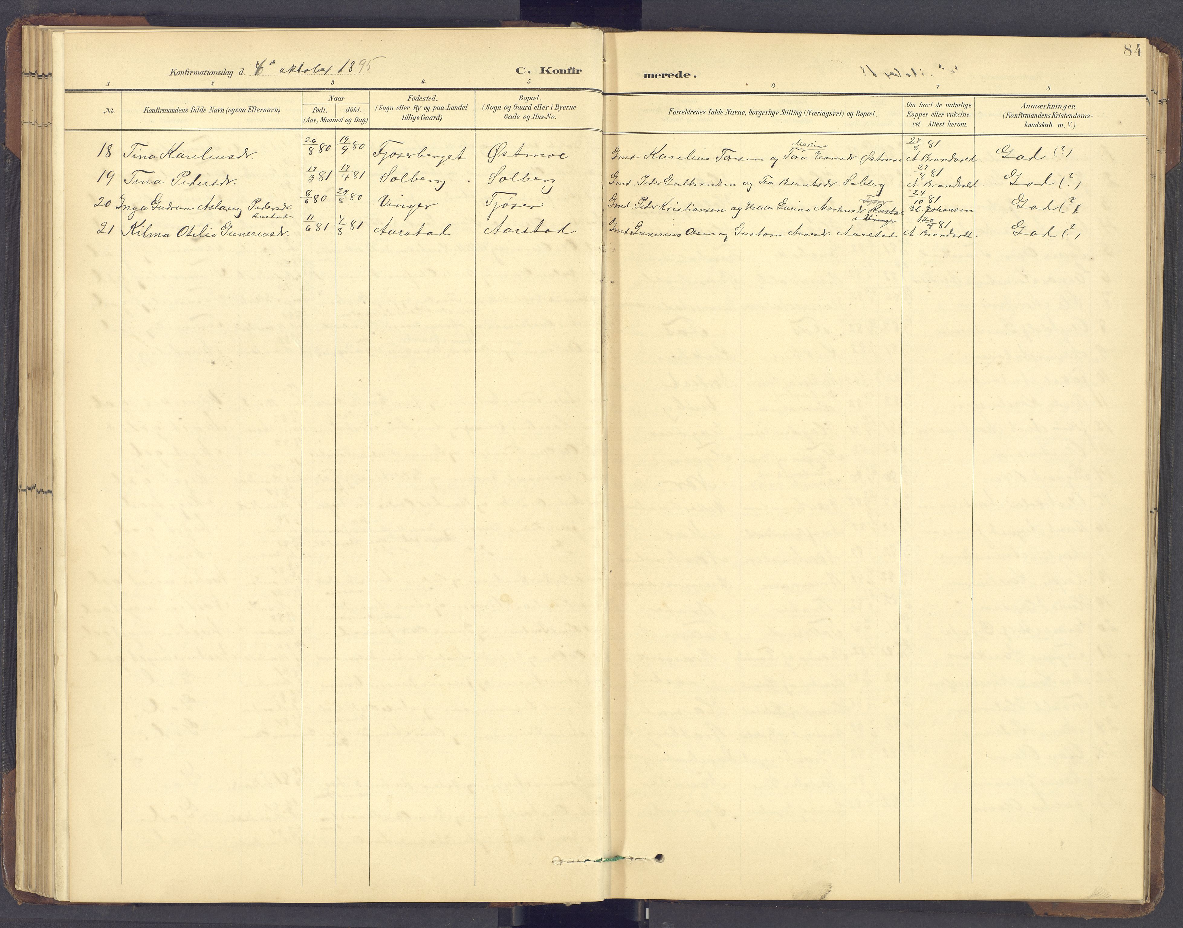 Brandval prestekontor, AV/SAH-PREST-034/H/Ha/Hab/L0002: Parish register (copy) no. 2, 1895-1904, p. 84