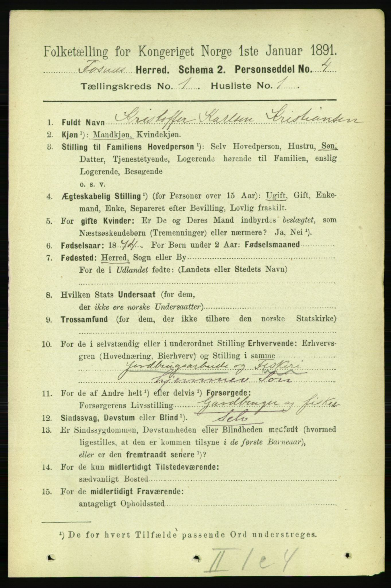 RA, 1891 census for 1748 Fosnes, 1891, p. 72