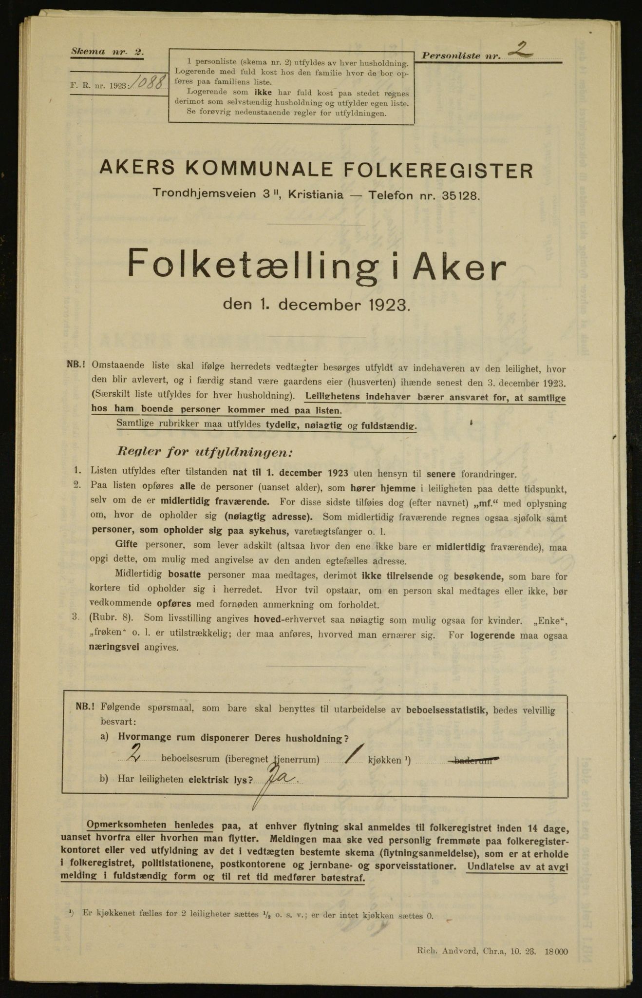 , Municipal Census 1923 for Aker, 1923, p. 6591