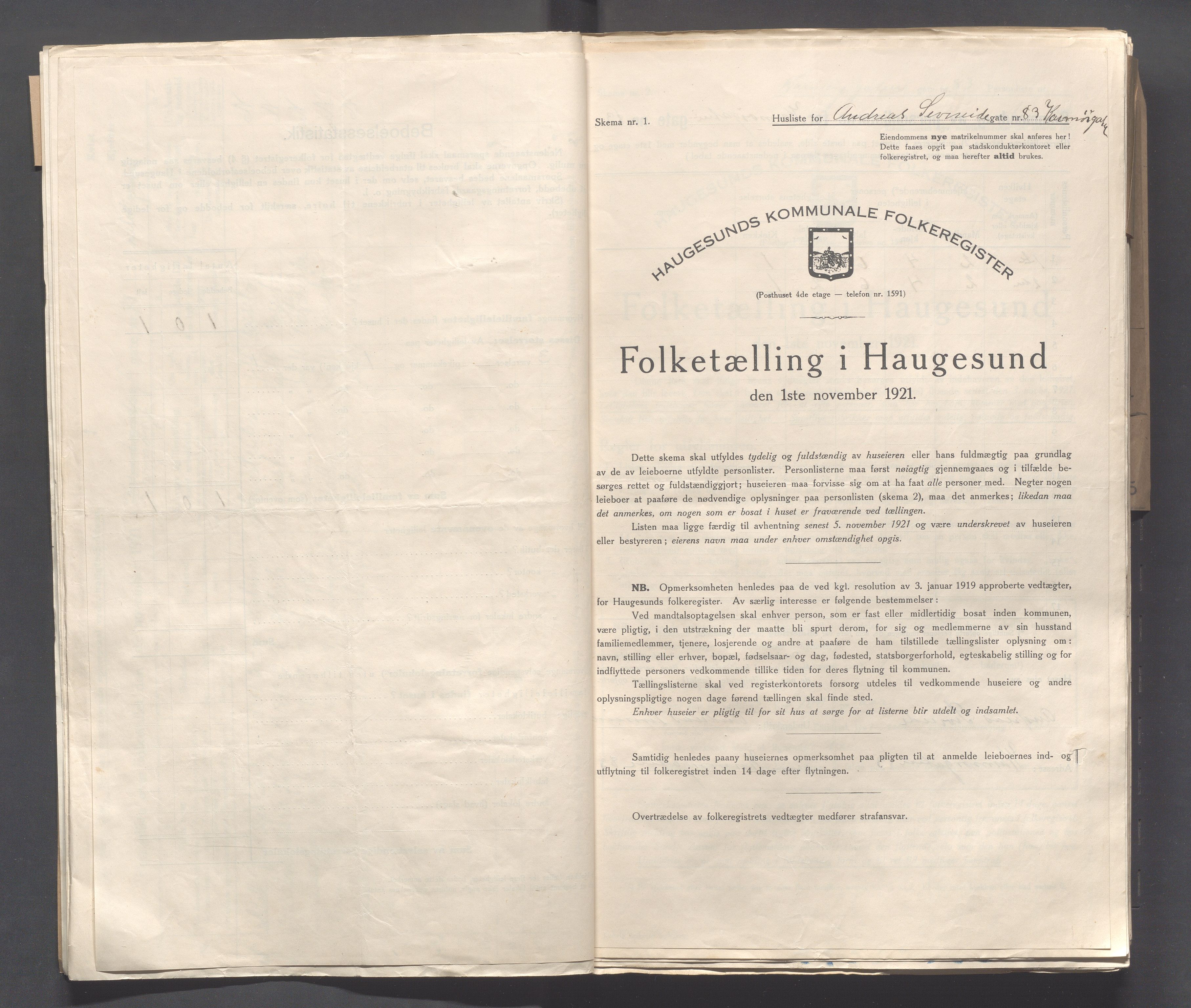 IKAR, Local census 1.11.1921 for Haugesund, 1921, p. 2643