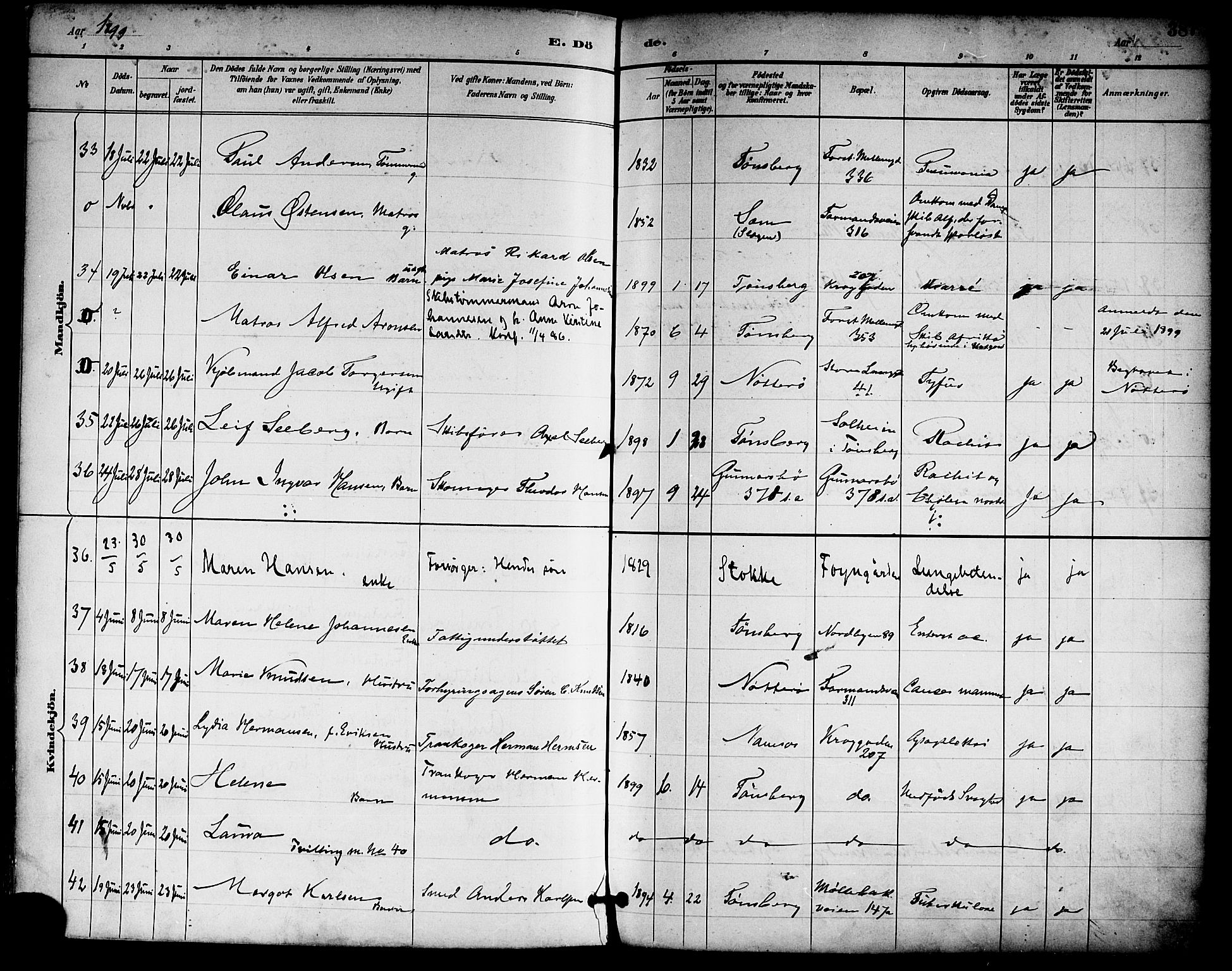 Tønsberg kirkebøker, SAKO/A-330/F/Fa/L0012: Parish register (official) no. I 12, 1891-1899, p. 387