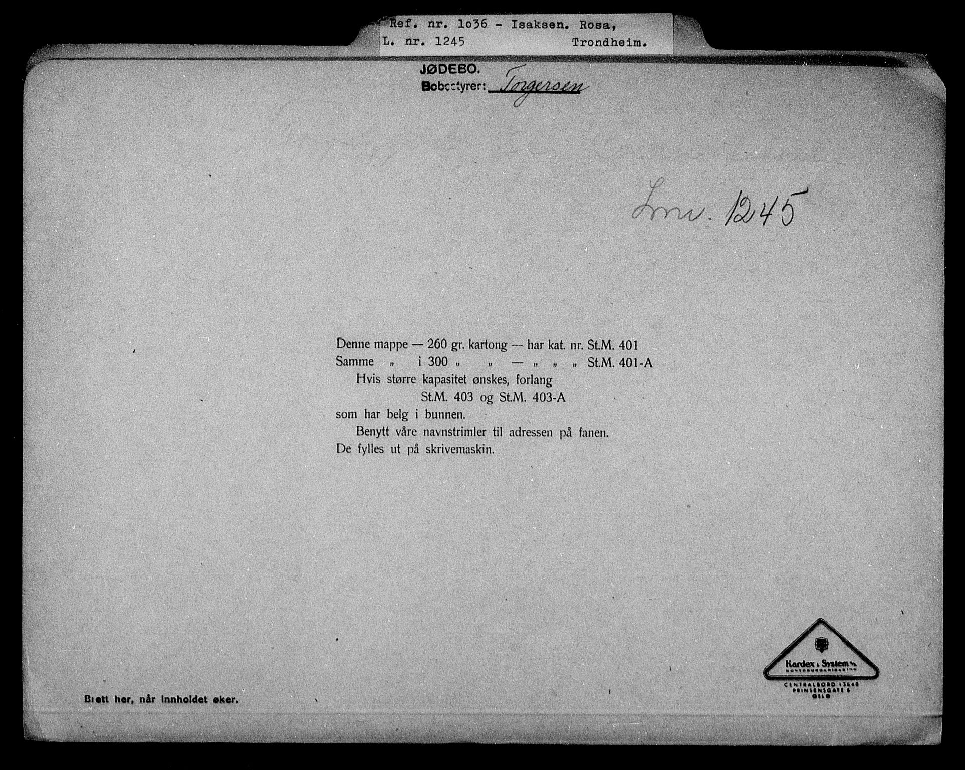 Justisdepartementet, Tilbakeføringskontoret for inndratte formuer, AV/RA-S-1564/H/Hc/Hca/L0898: --, 1945-1947, p. 277