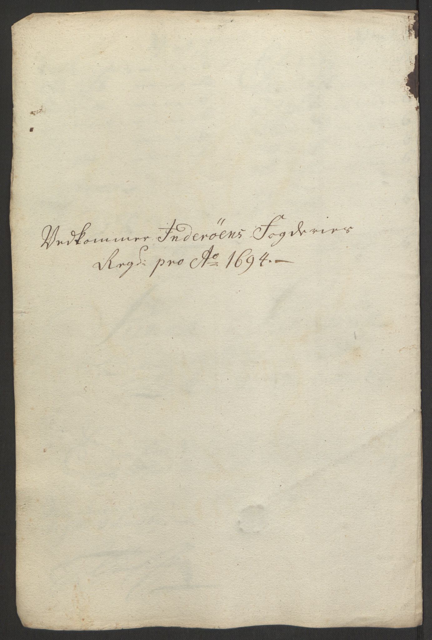 Rentekammeret inntil 1814, Reviderte regnskaper, Fogderegnskap, RA/EA-4092/R63/L4308: Fogderegnskap Inderøy, 1692-1694, p. 537