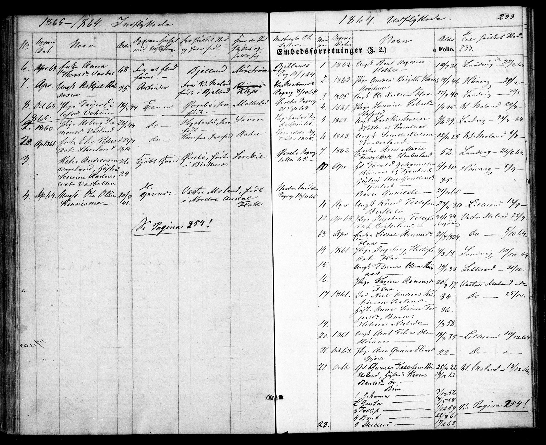 Birkenes sokneprestkontor, AV/SAK-1111-0004/F/Fa/L0003: Parish register (official) no. A 3, 1850-1866, p. 233