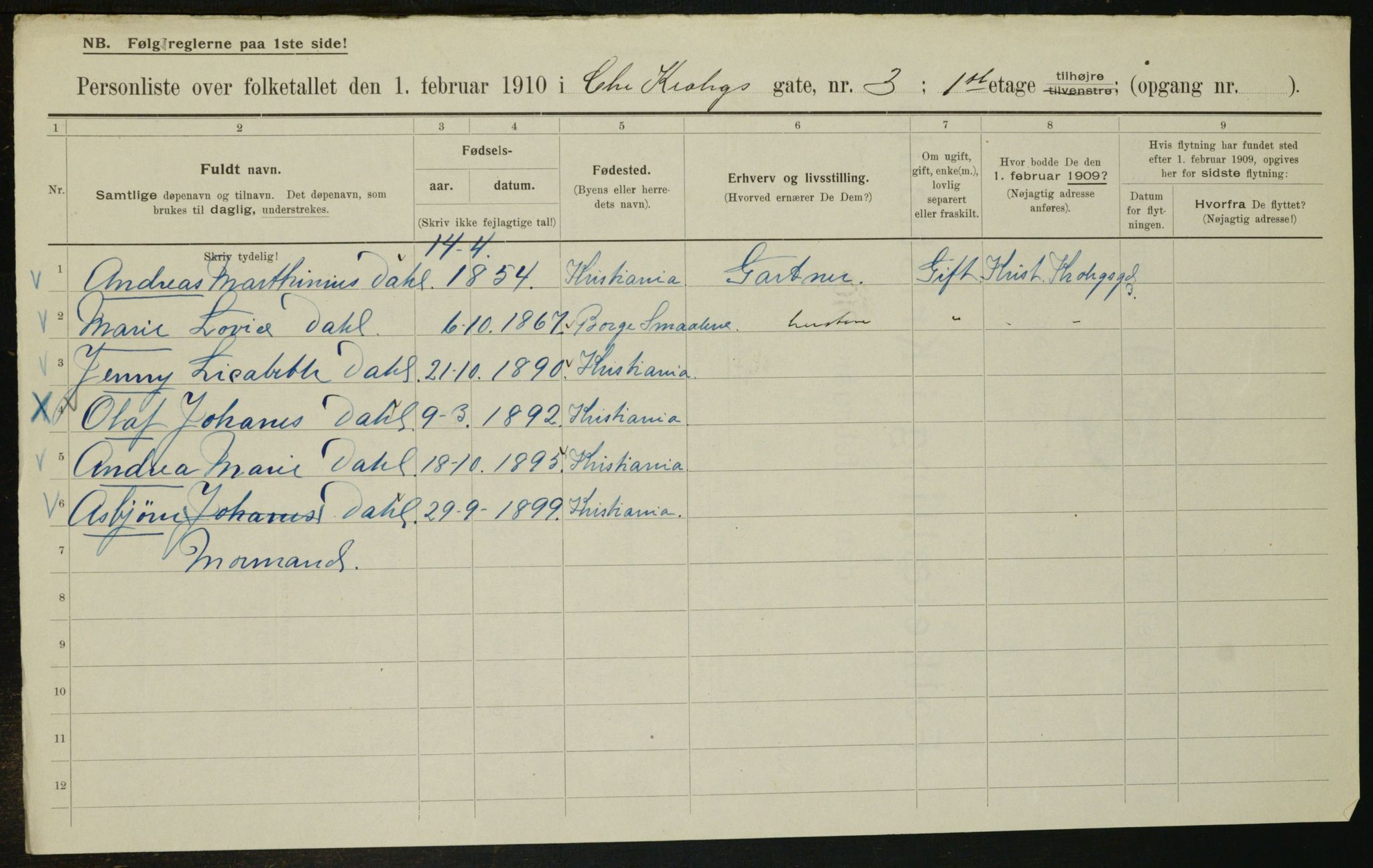 OBA, Municipal Census 1910 for Kristiania, 1910, p. 11239