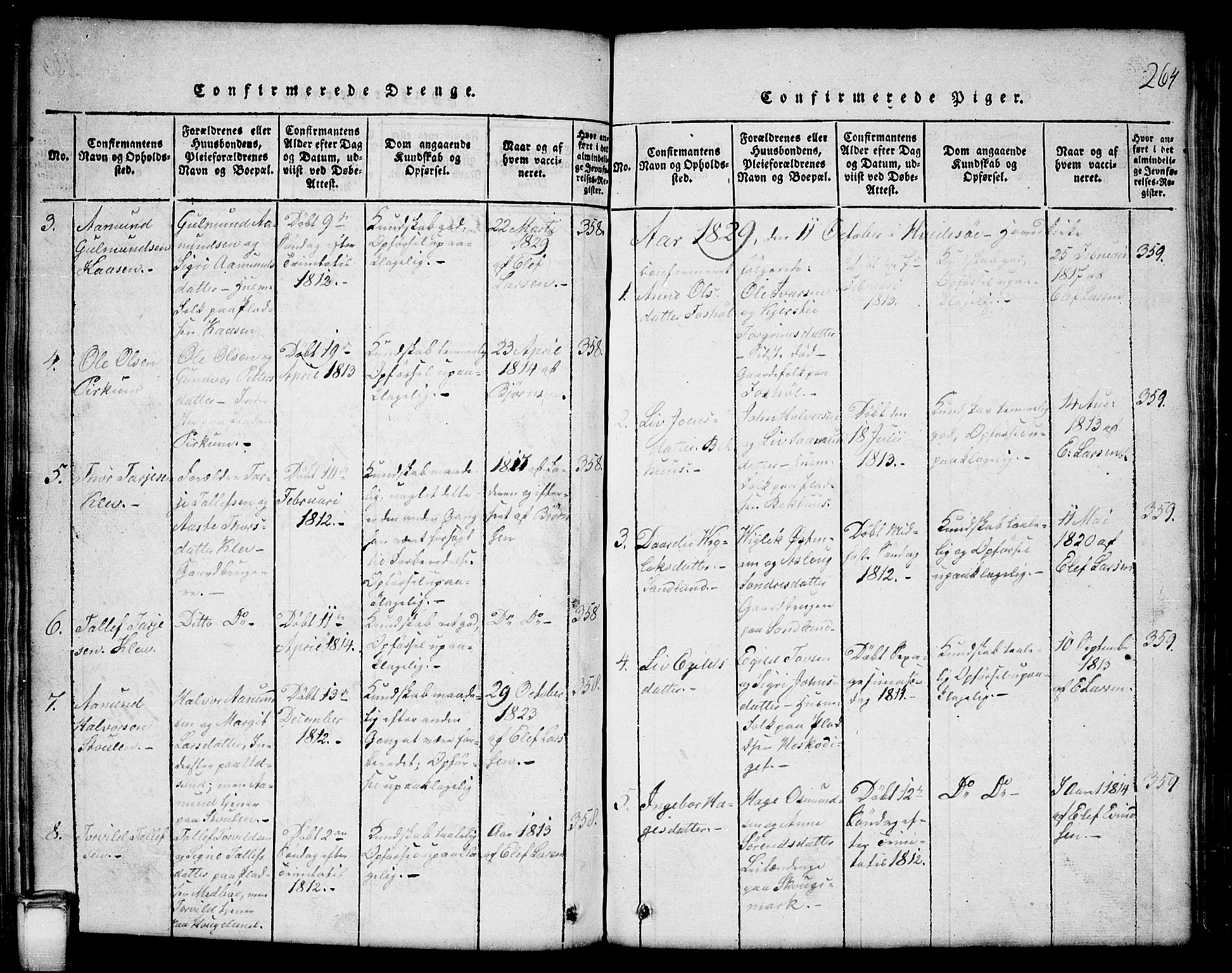 Kviteseid kirkebøker, SAKO/A-276/G/Gb/L0001: Parish register (copy) no. II 1, 1815-1842, p. 264