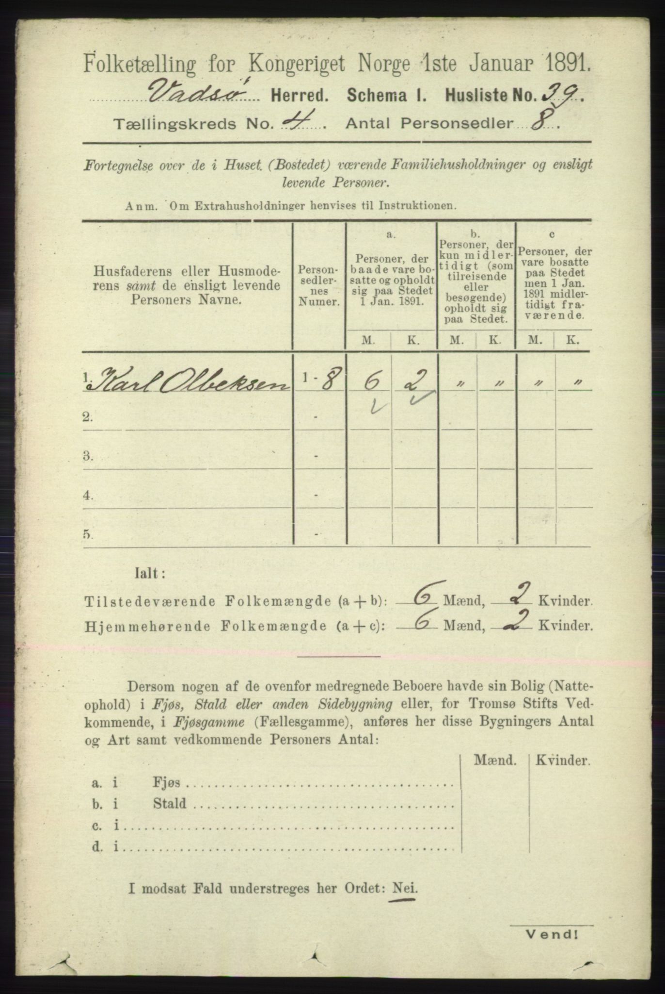 RA, 1891 census for 2029 Vadsø, 1891, p. 1182