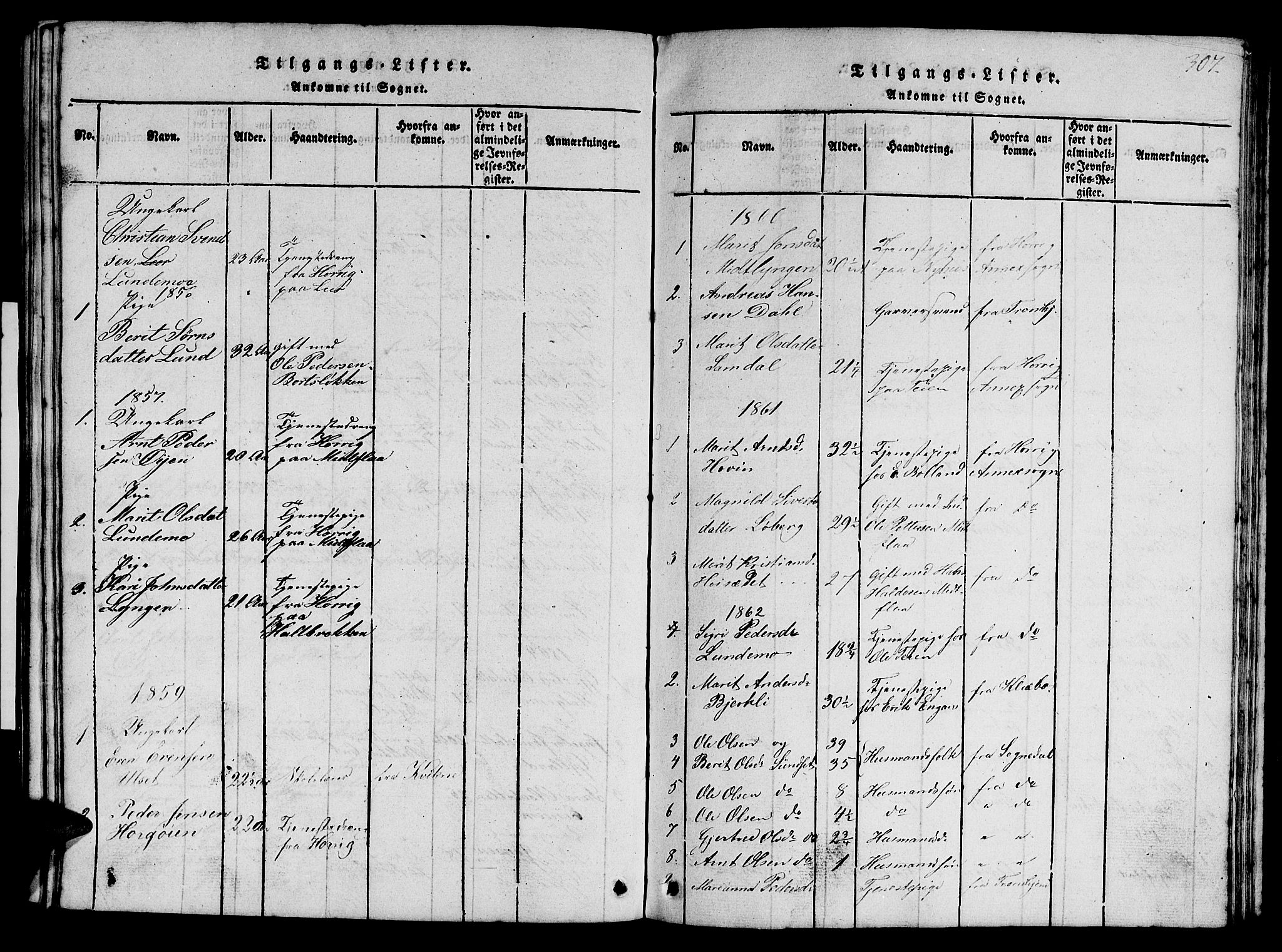 Ministerialprotokoller, klokkerbøker og fødselsregistre - Sør-Trøndelag, SAT/A-1456/693/L1121: Parish register (copy) no. 693C02, 1816-1869, p. 307