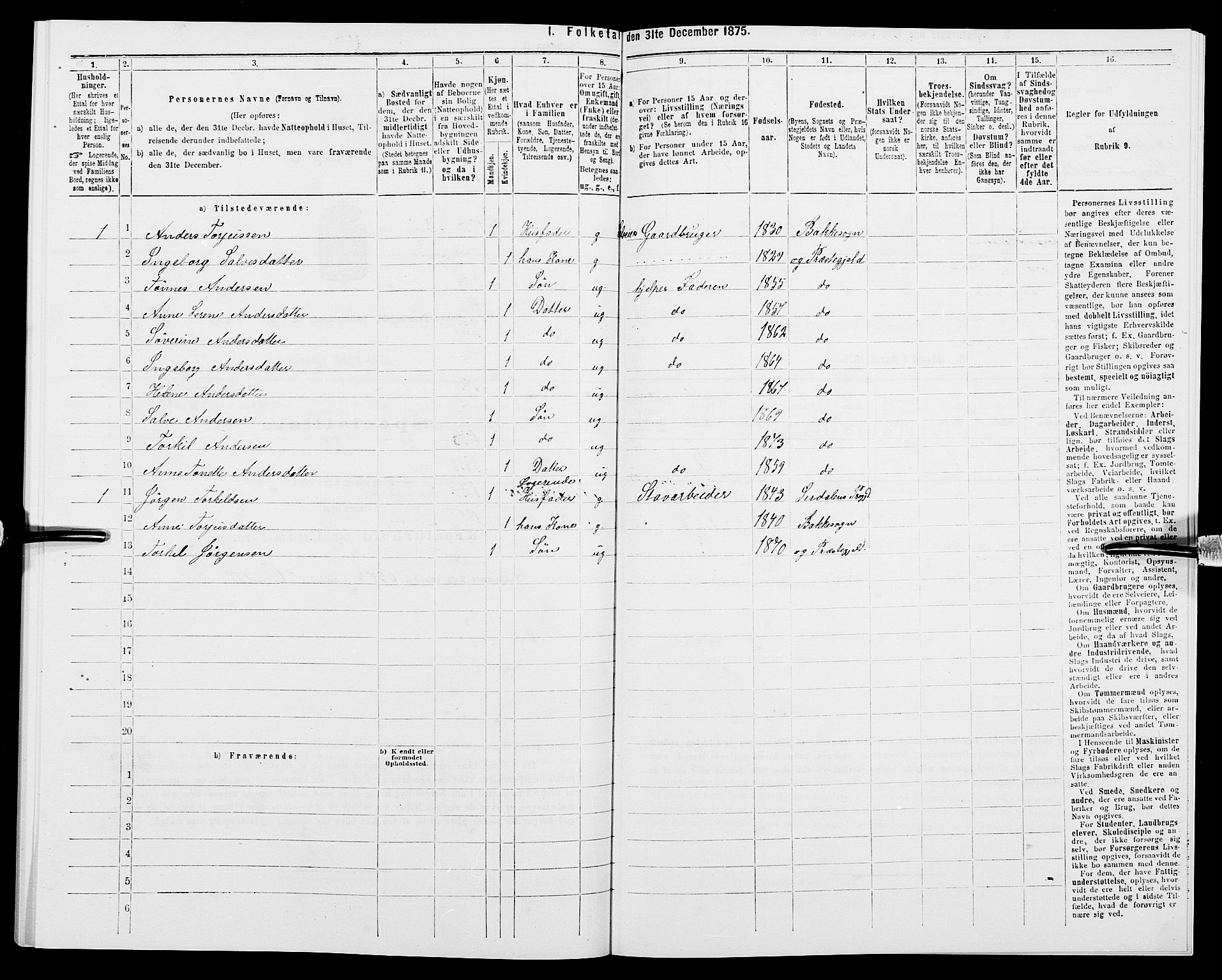 SAK, 1875 census for 1045P Bakke, 1875, p. 552