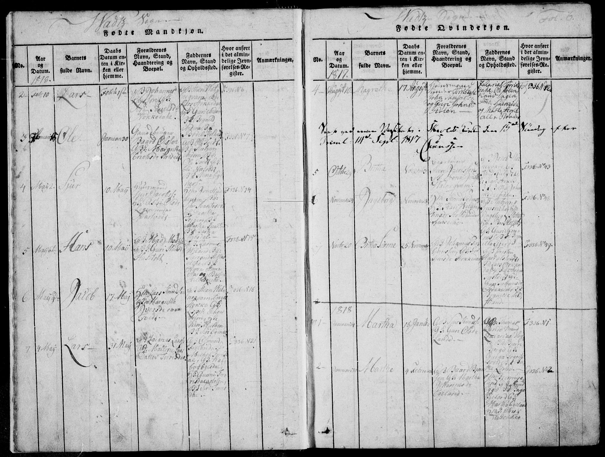 Skjold sokneprestkontor, AV/SAST-A-101847/H/Ha/Haa/L0004: Parish register (official) no. A 4 /2, 1815-1830, p. 6