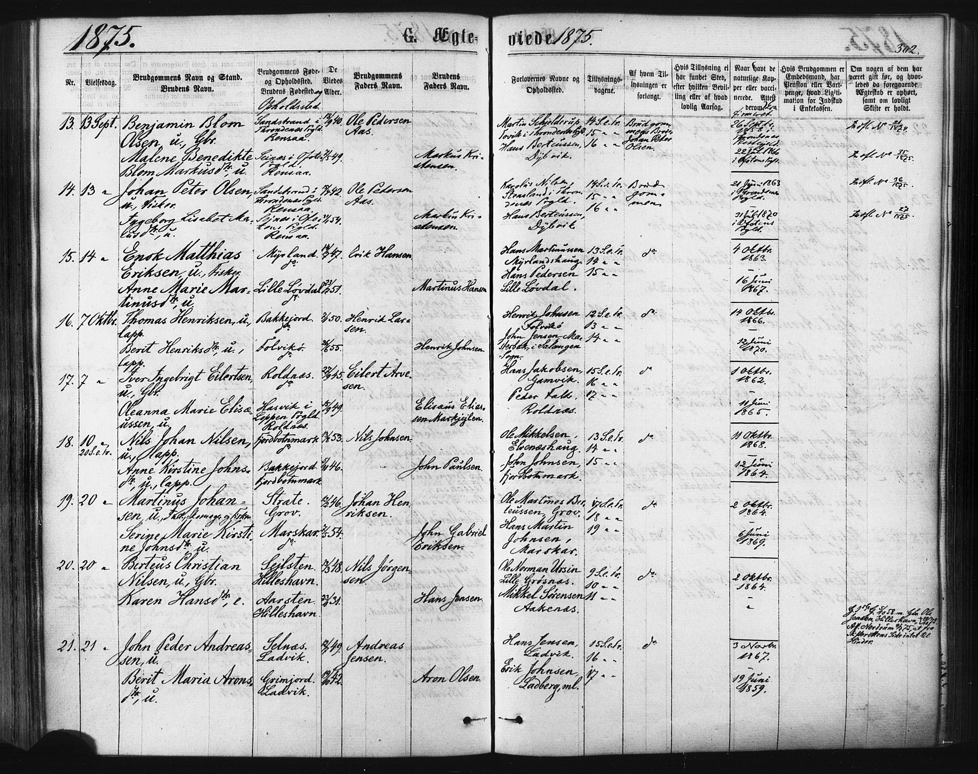 Ibestad sokneprestembete, SATØ/S-0077/H/Ha/Haa/L0010kirke: Parish register (official) no. 10, 1869-1879, p. 302