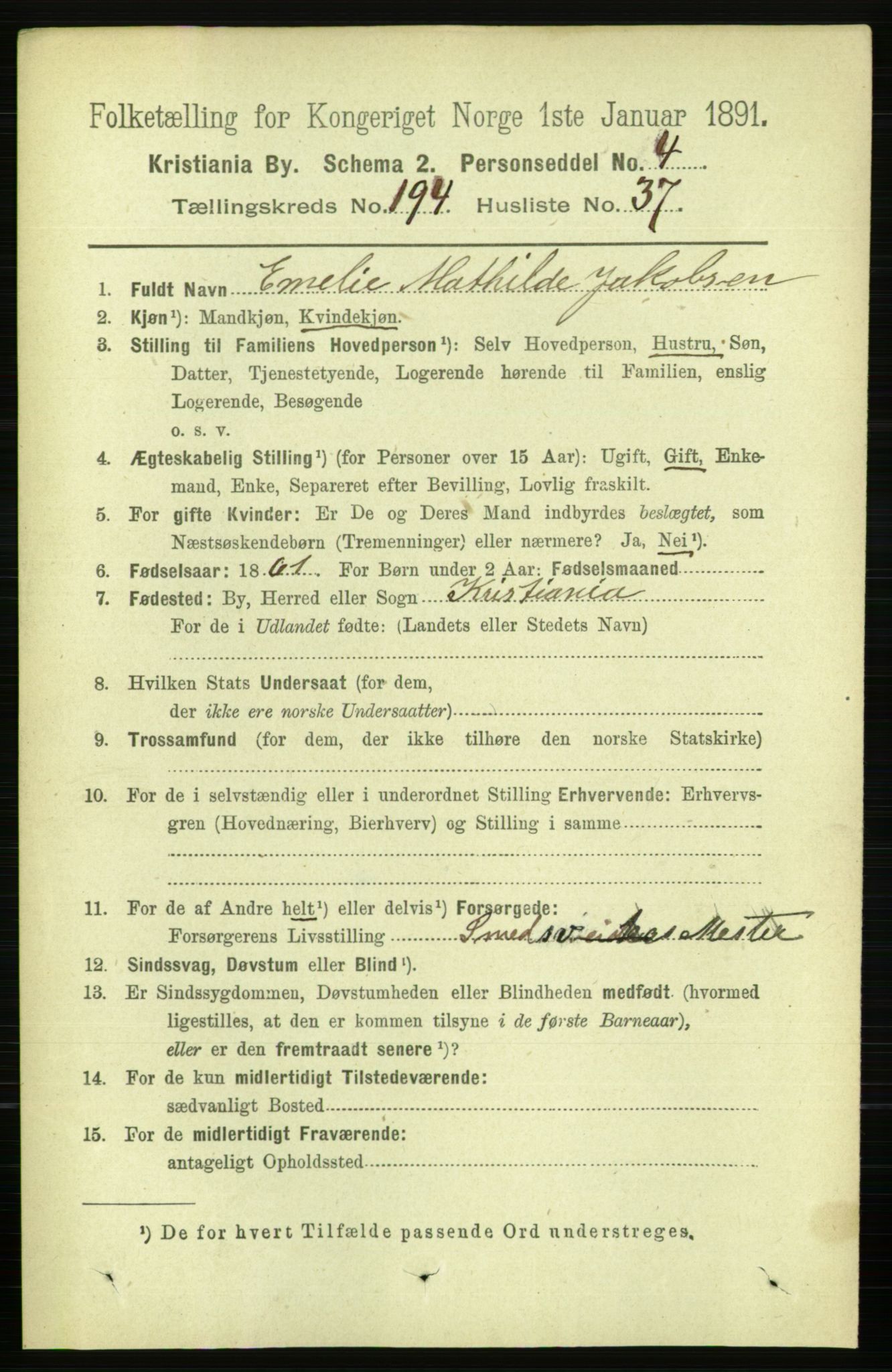 RA, 1891 census for 0301 Kristiania, 1891, p. 117426