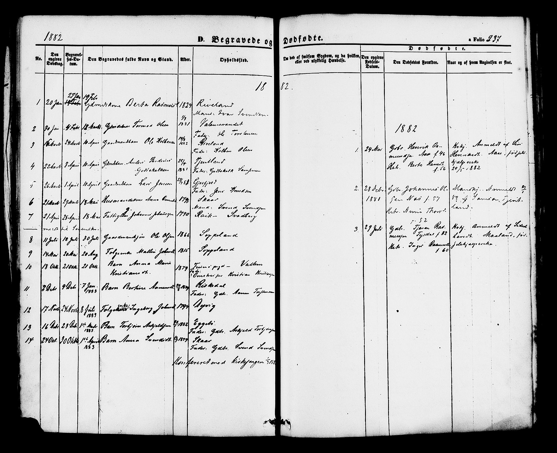 Hjelmeland sokneprestkontor, AV/SAST-A-101843/01/IV/L0012: Parish register (official) no. A 12, 1862-1886, p. 237