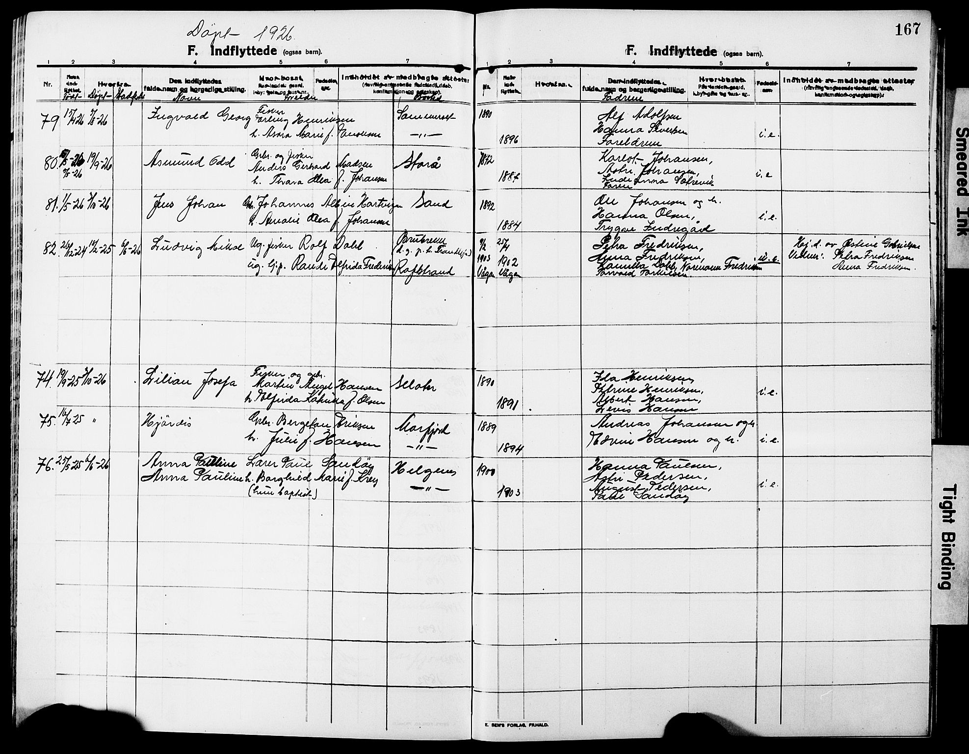 Ministerialprotokoller, klokkerbøker og fødselsregistre - Nordland, AV/SAT-A-1459/888/L1269: Parish register (copy) no. 888C07, 1913-1927, p. 167