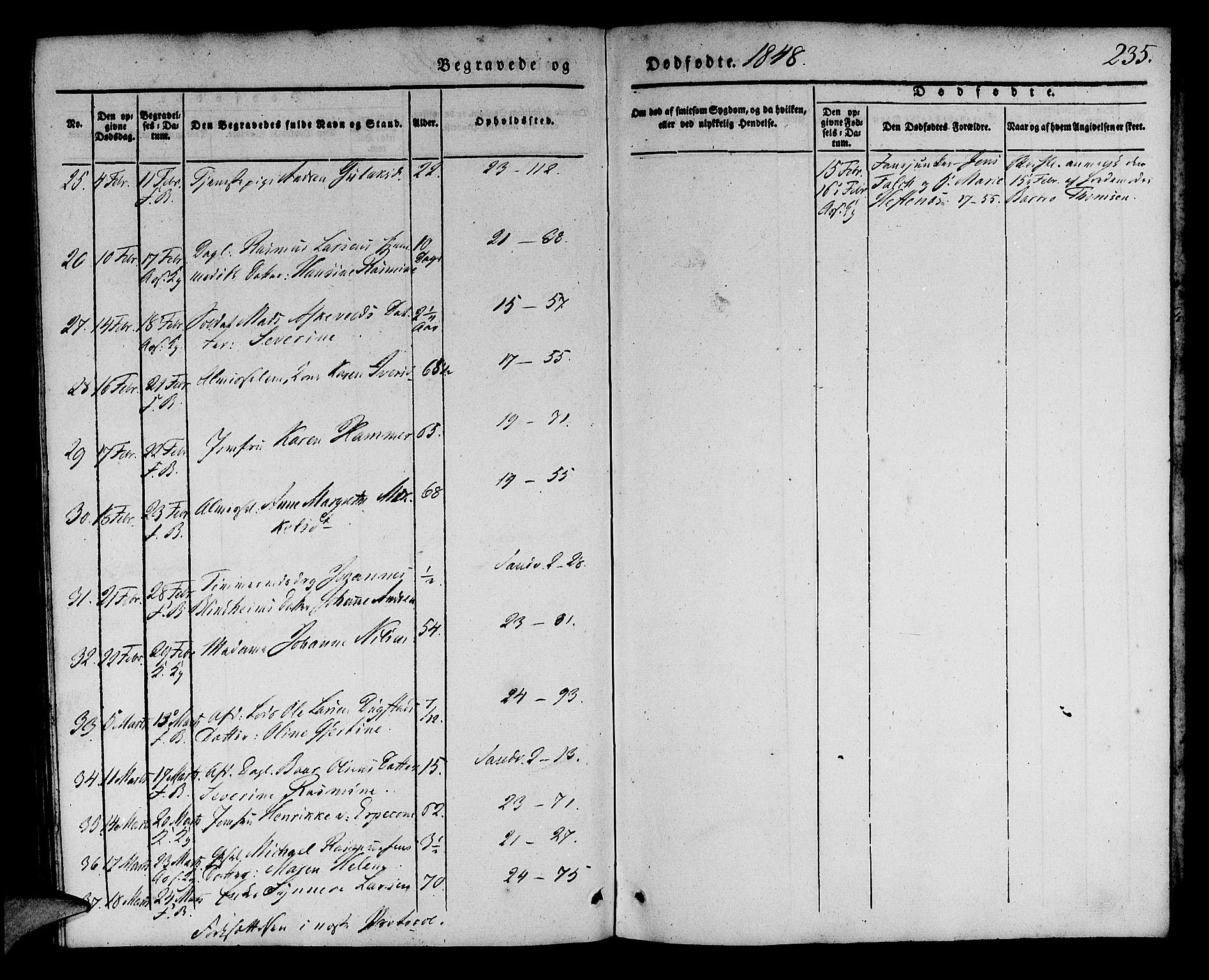 Korskirken sokneprestembete, SAB/A-76101/H/Haa/L0043: Parish register (official) no. E 1, 1834-1848, p. 235