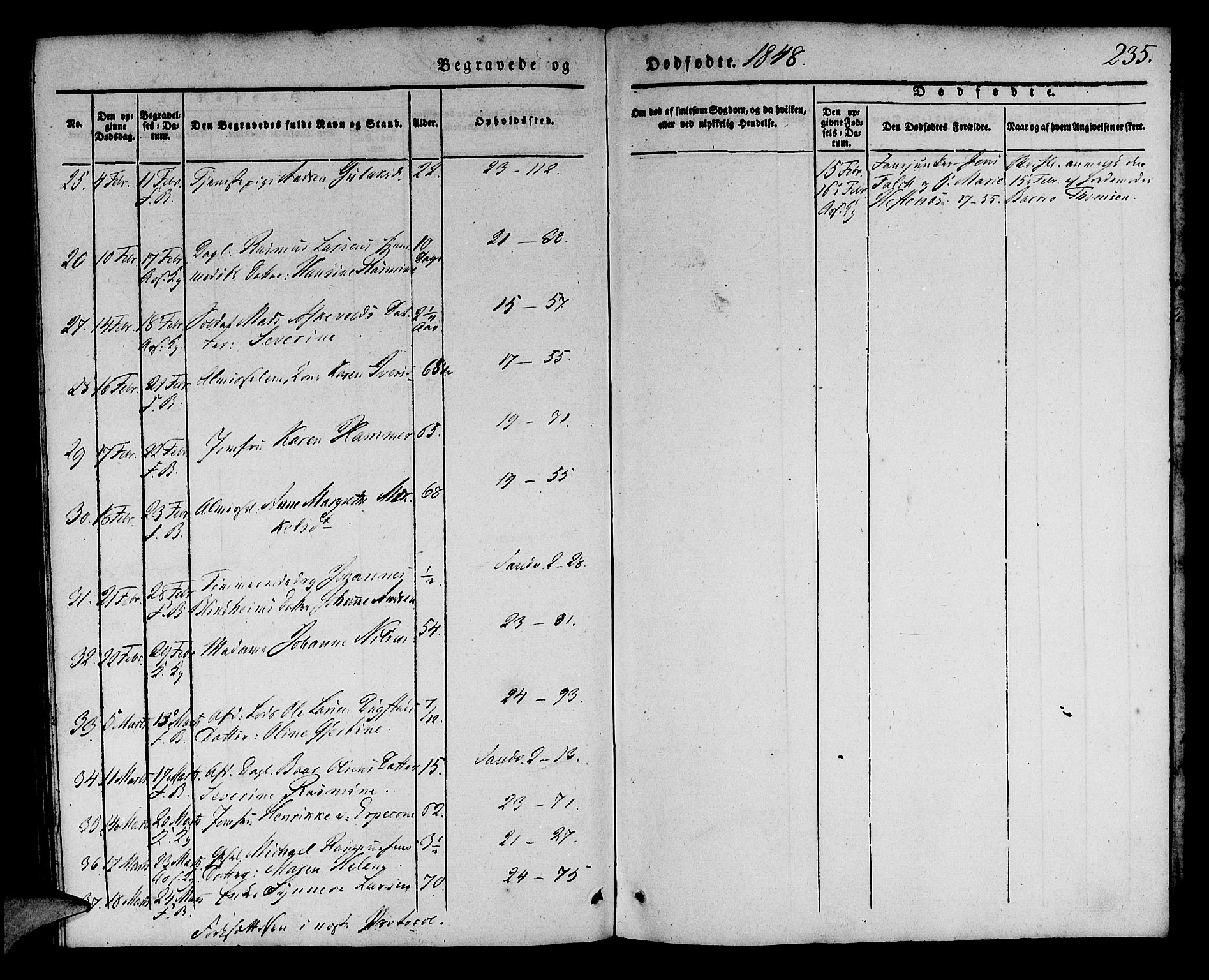 Korskirken sokneprestembete, AV/SAB-A-76101/H/Haa/L0043: Parish register (official) no. E 1, 1834-1848, p. 235