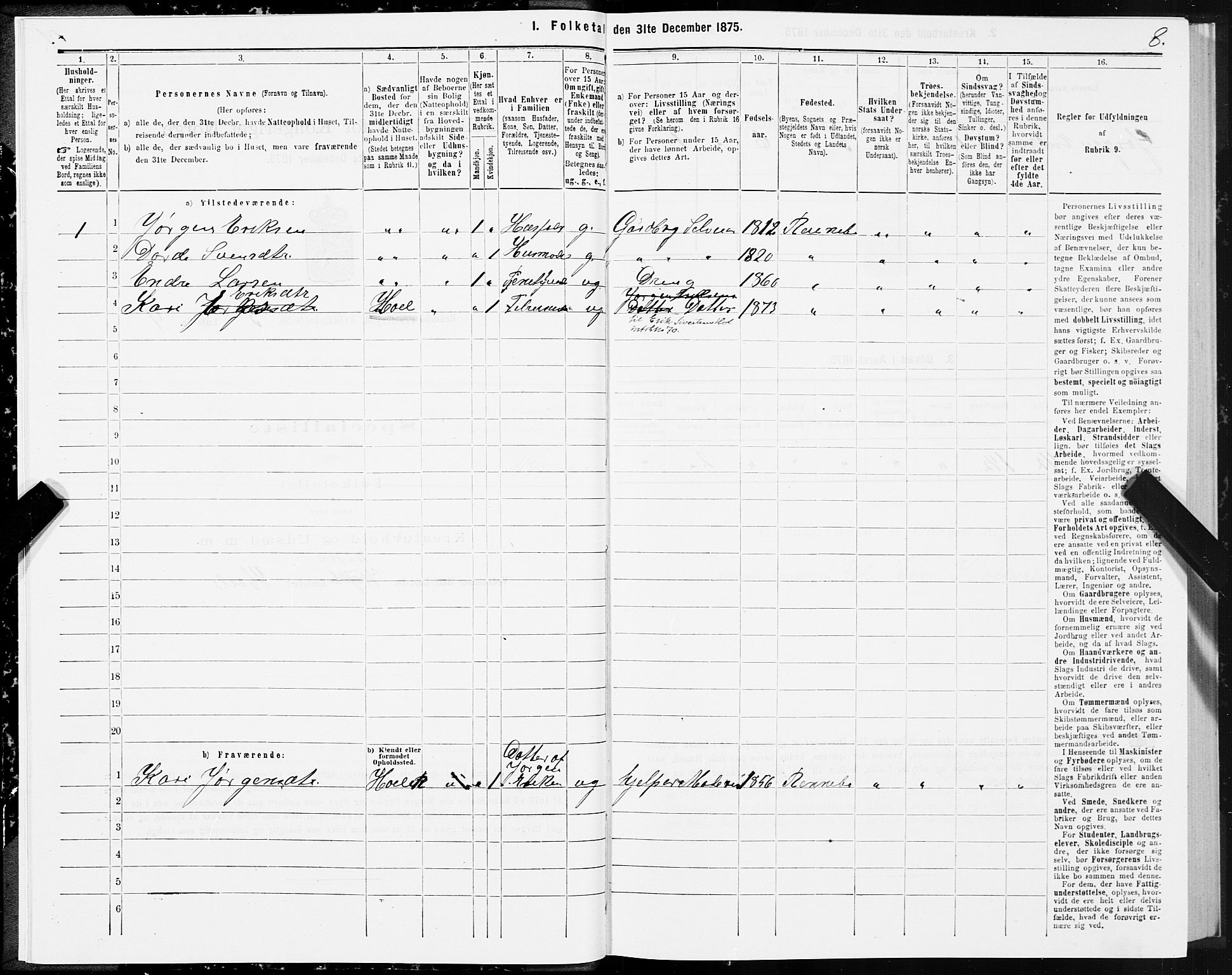 SAT, 1875 census for 1635P Rennebu, 1875, p. 2008