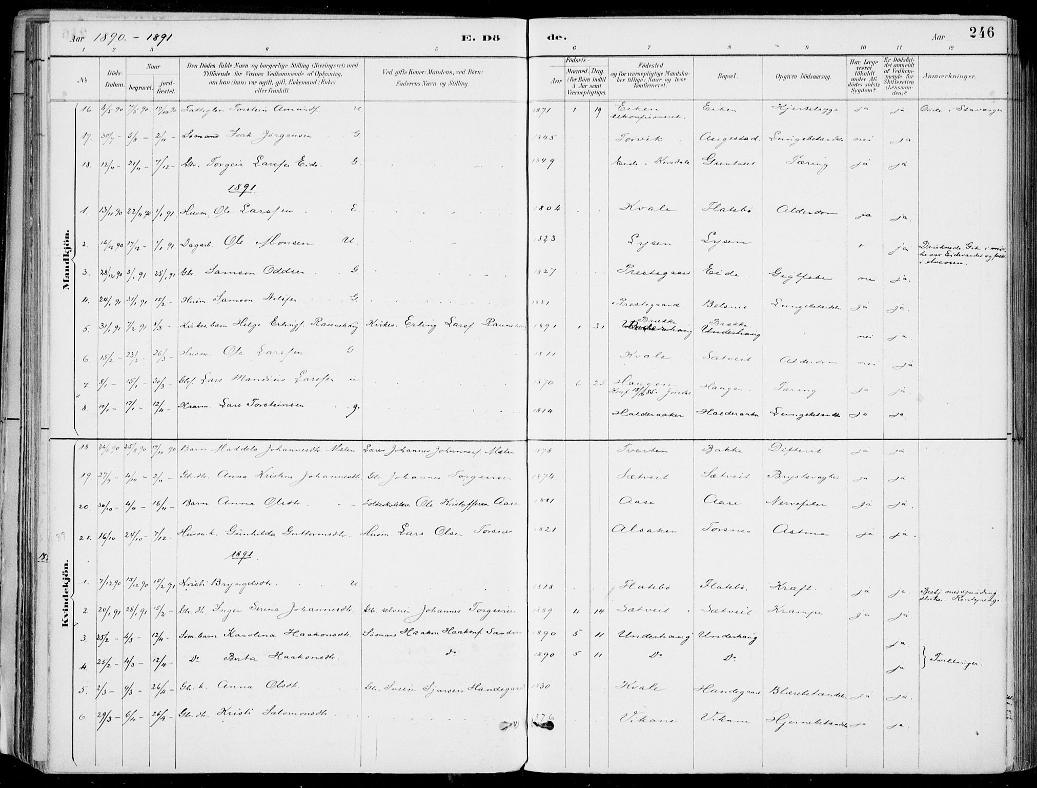 Strandebarm sokneprestembete, SAB/A-78401/H/Haa: Parish register (official) no. E  1, 1886-1908, p. 246