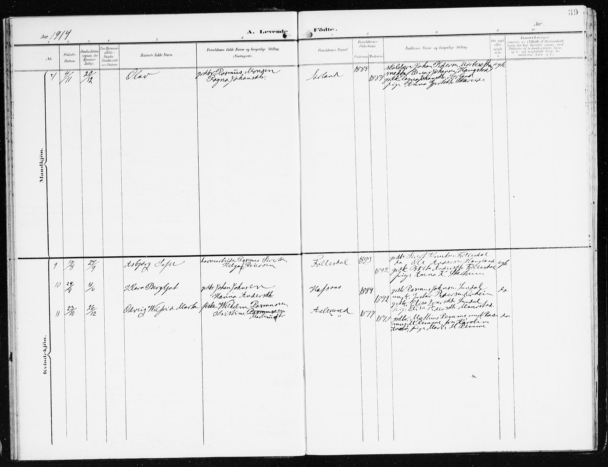 Eid sokneprestembete, AV/SAB-A-82301/H/Haa/Haac/L0002: Parish register (official) no. C 2, 1899-1927, p. 39