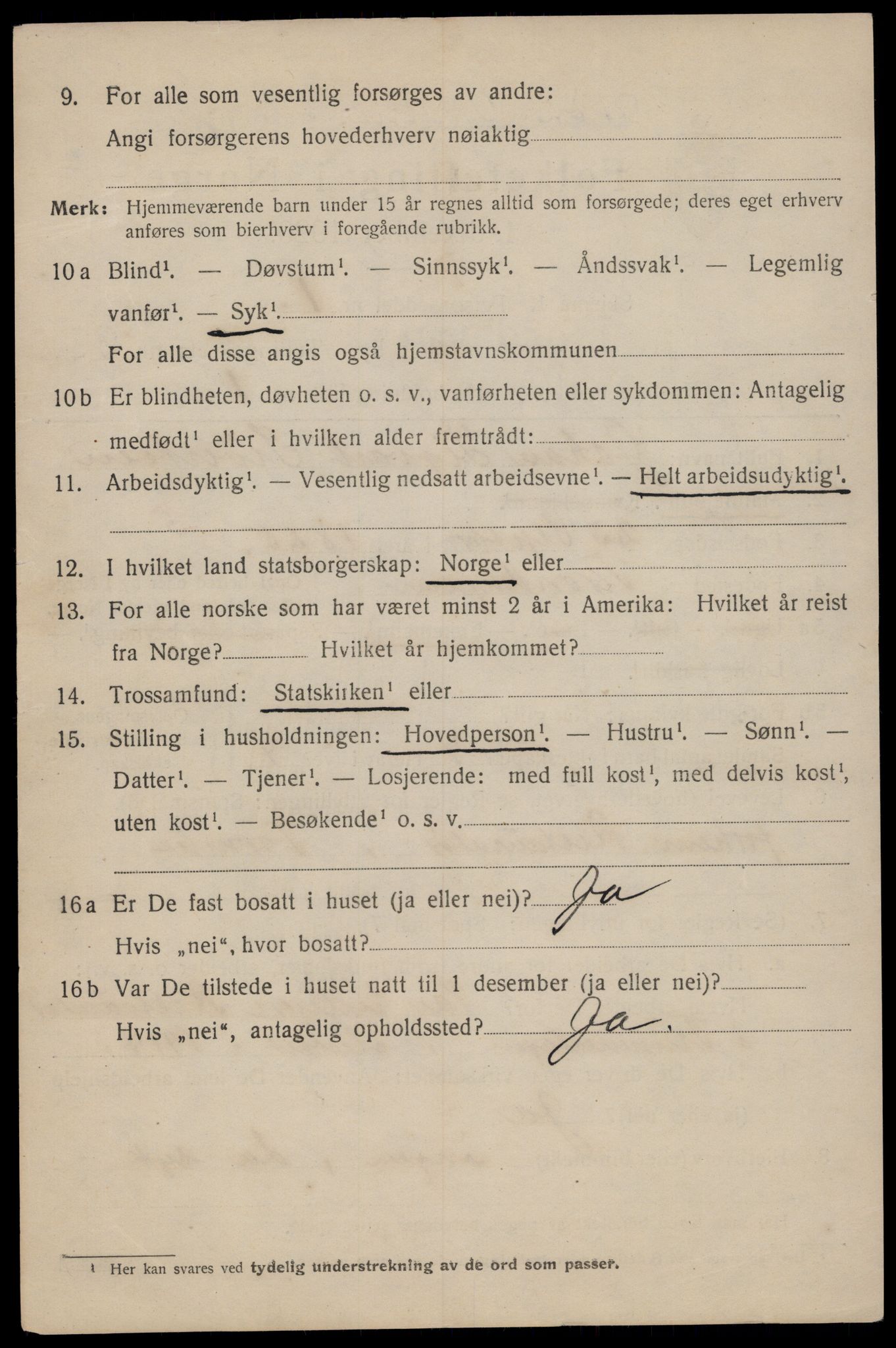 SAT, 1920 census for Trondheim, 1920, p. 63953