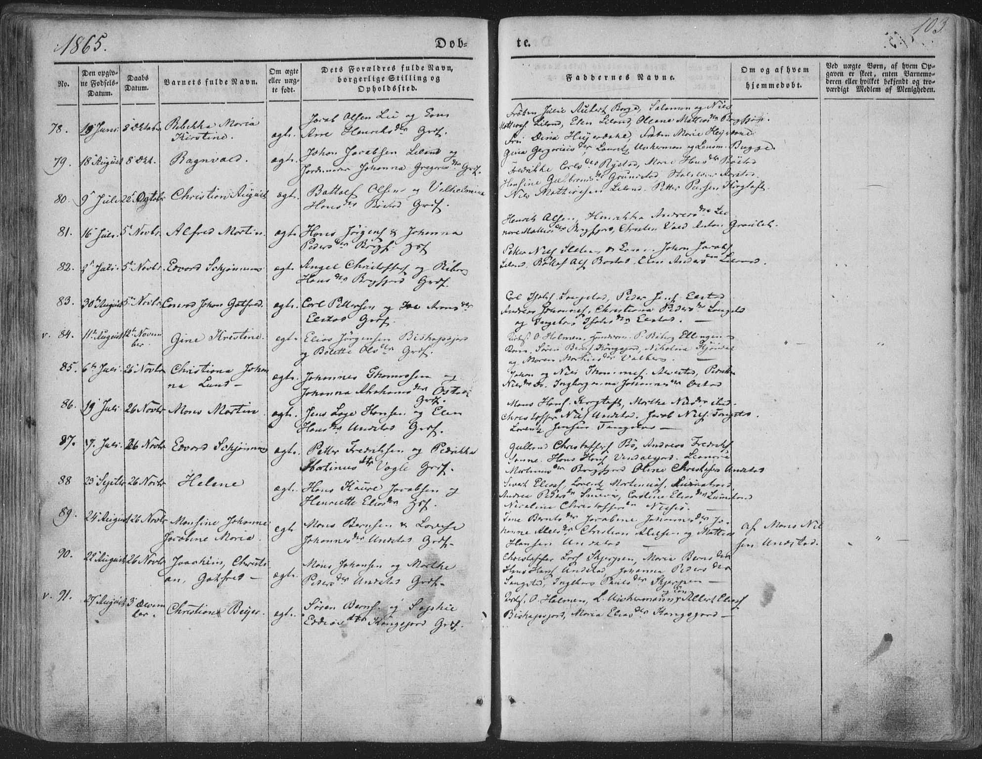 Ministerialprotokoller, klokkerbøker og fødselsregistre - Nordland, SAT/A-1459/880/L1131: Parish register (official) no. 880A05, 1844-1868, p. 103