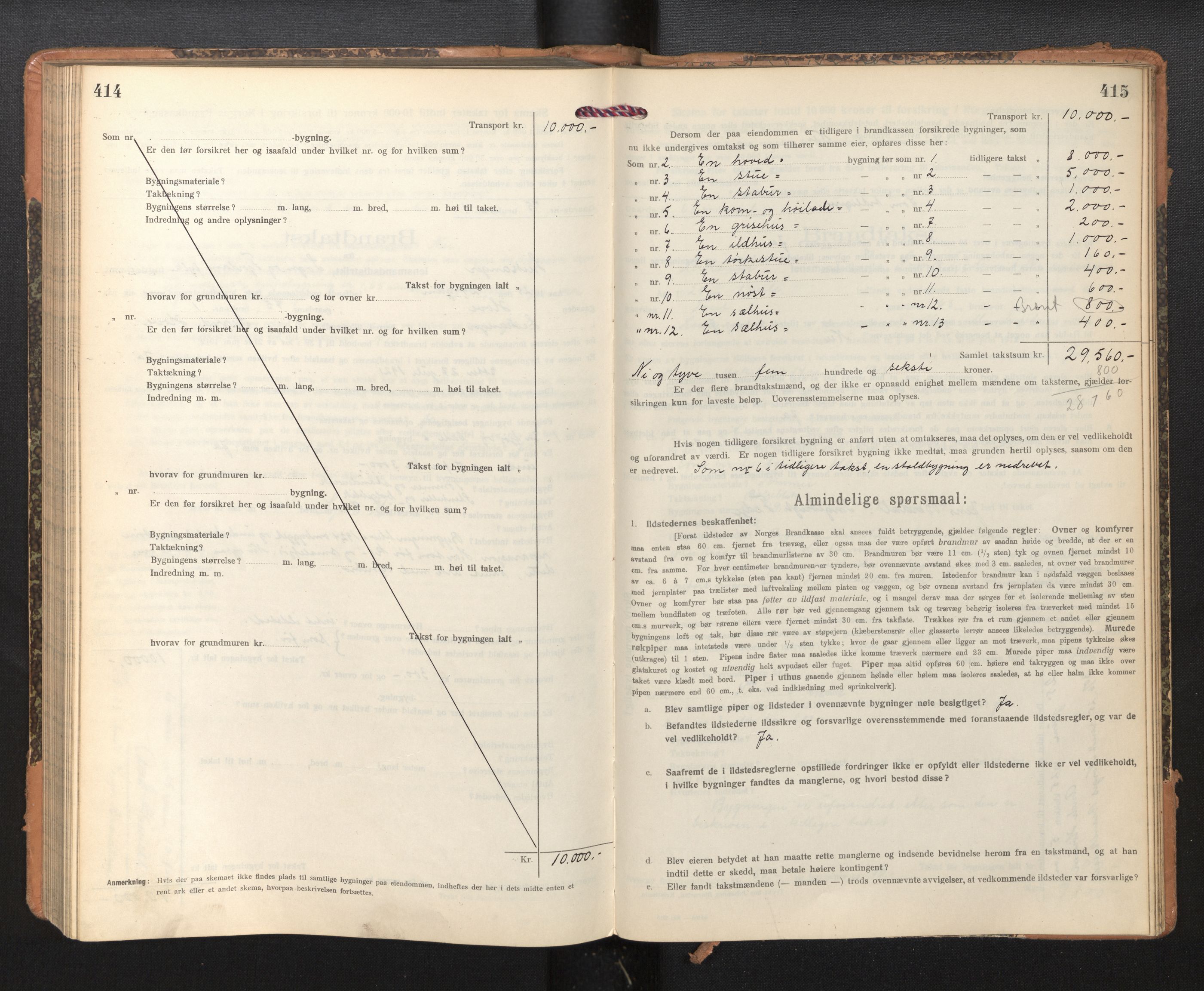 Lensmannen i Leikanger, AV/SAB-A-29201/0012/L0006: Branntakstprotokoll, skjematakst, 1920-1926, p. 414-415