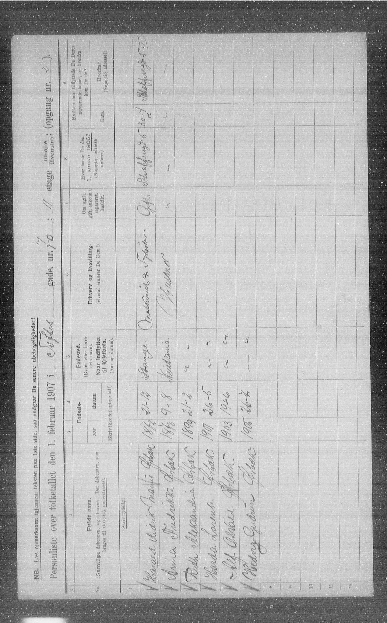 OBA, Municipal Census 1907 for Kristiania, 1907, p. 57420