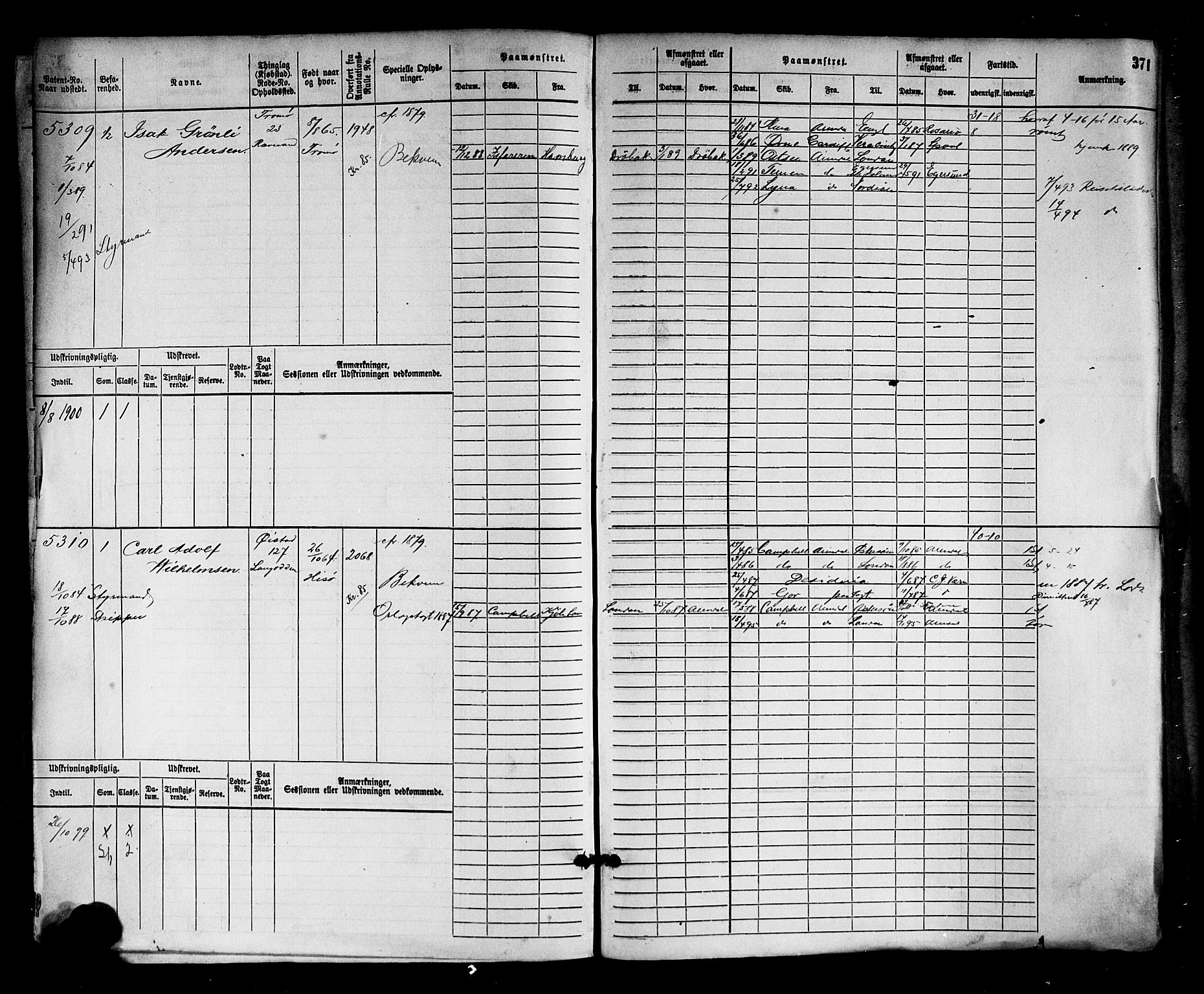 Arendal mønstringskrets, SAK/2031-0012/F/Fb/L0016: Hovedrulle nr 4569-5322, S-14, 1879-1900, p. 383