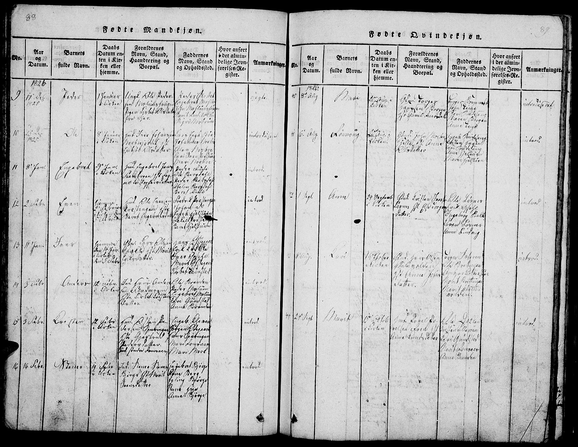 Ringebu prestekontor, SAH/PREST-082/H/Ha/Hab/L0001: Parish register (copy) no. 1, 1821-1839, p. 88-89