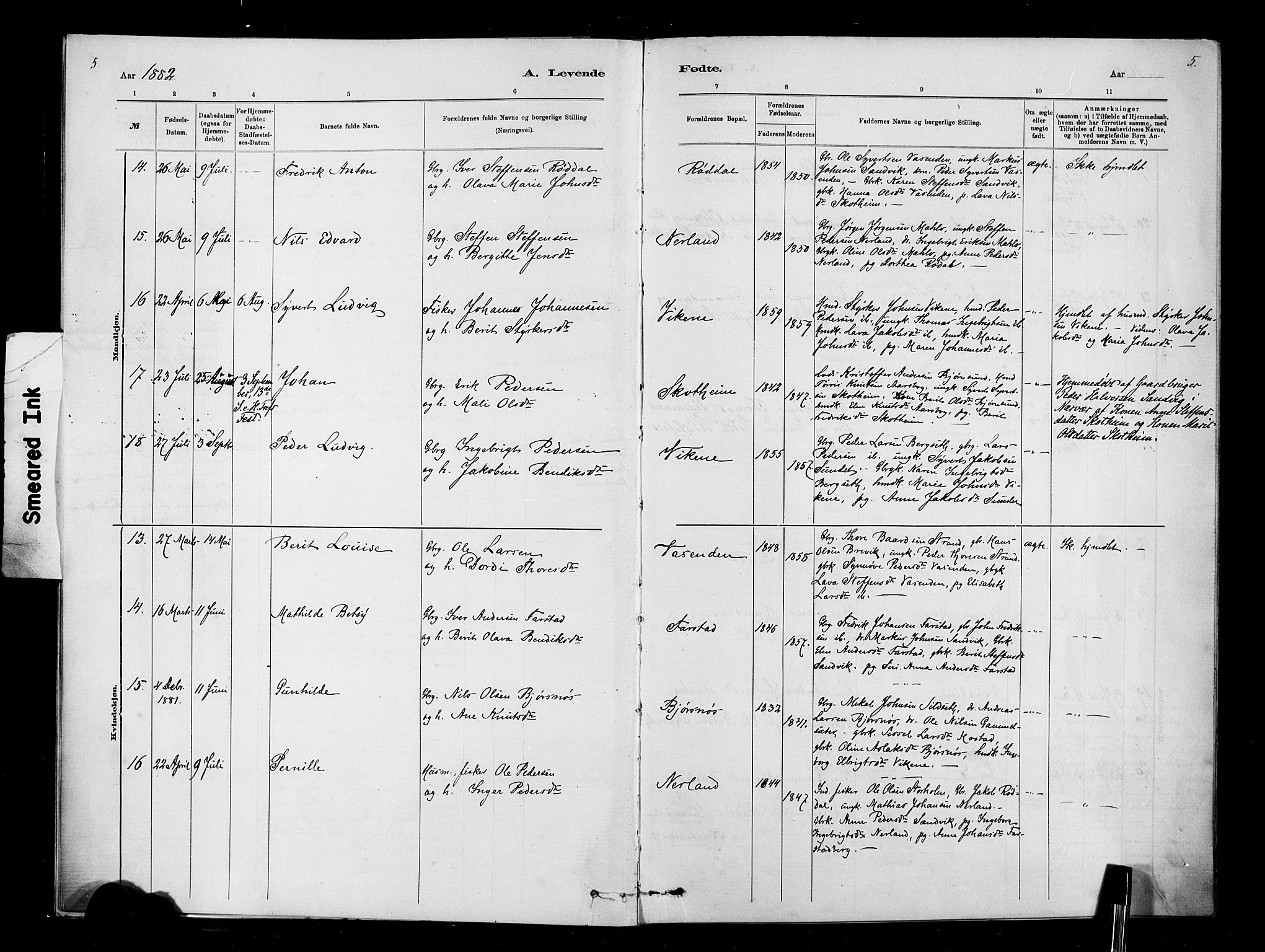 Ministerialprotokoller, klokkerbøker og fødselsregistre - Møre og Romsdal, AV/SAT-A-1454/567/L0778: Parish register (official) no. 567A01, 1881-1903, p. 5